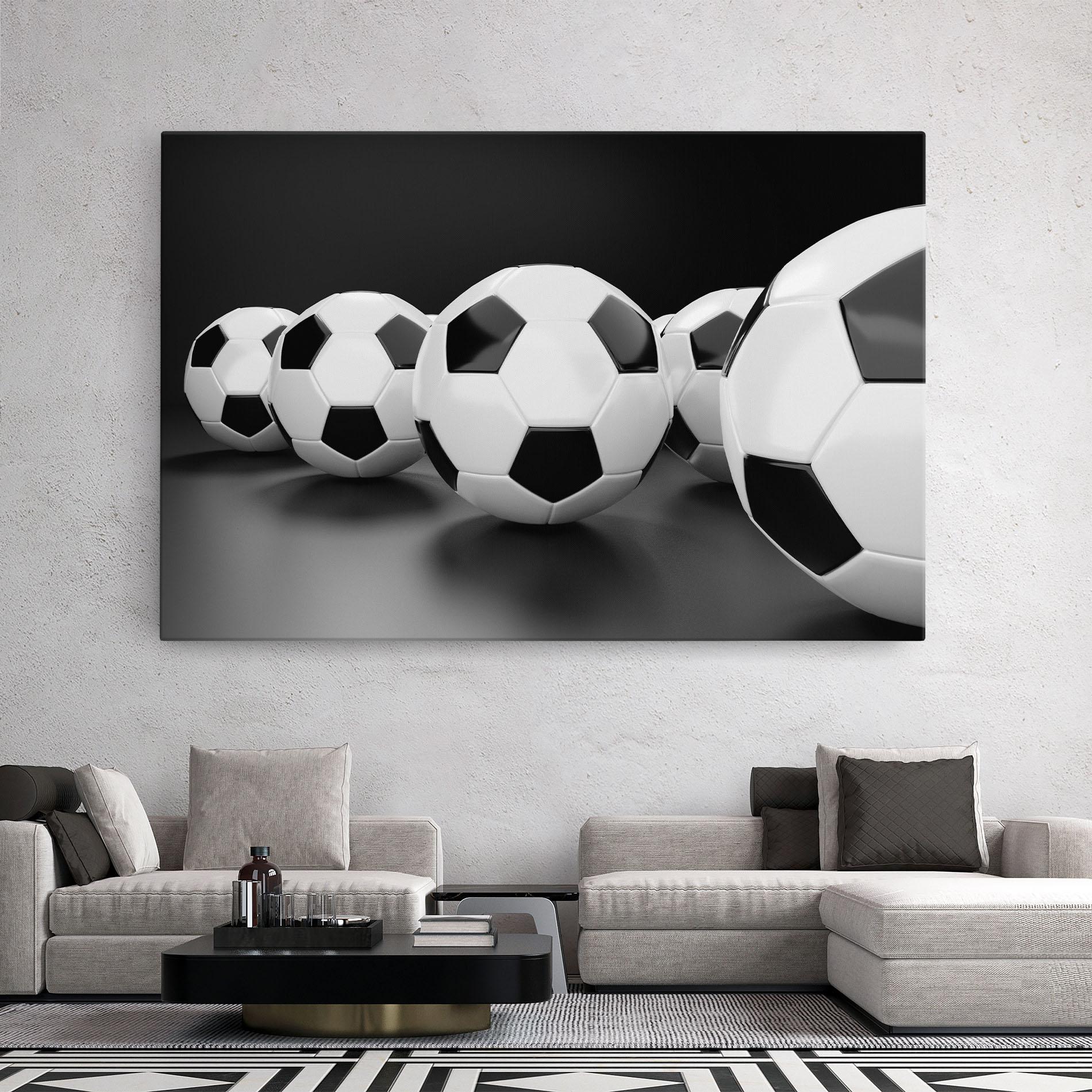 Leinwandbild Black White Football mockup 2