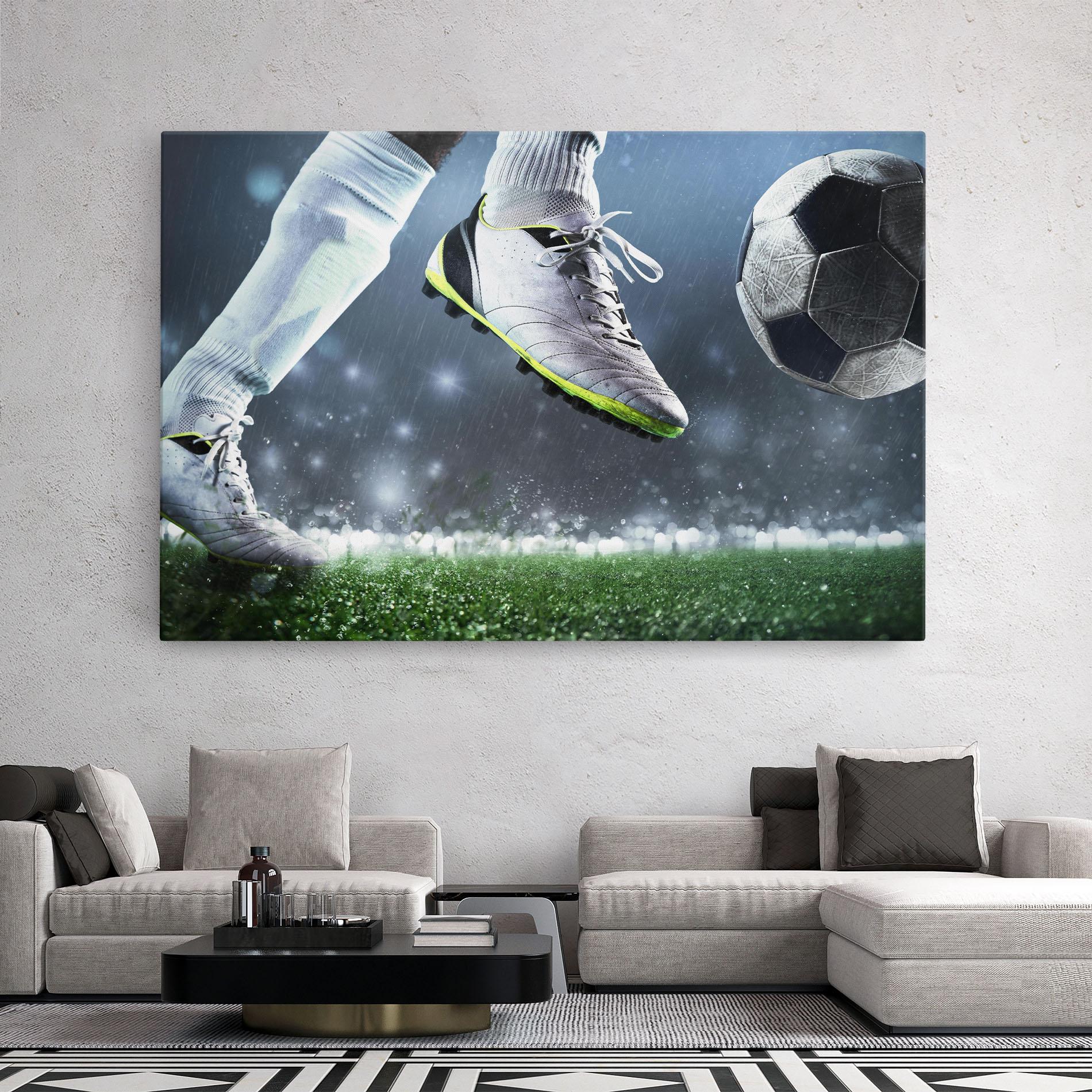 Leinwandbild Close Up Football Scene mockup 2