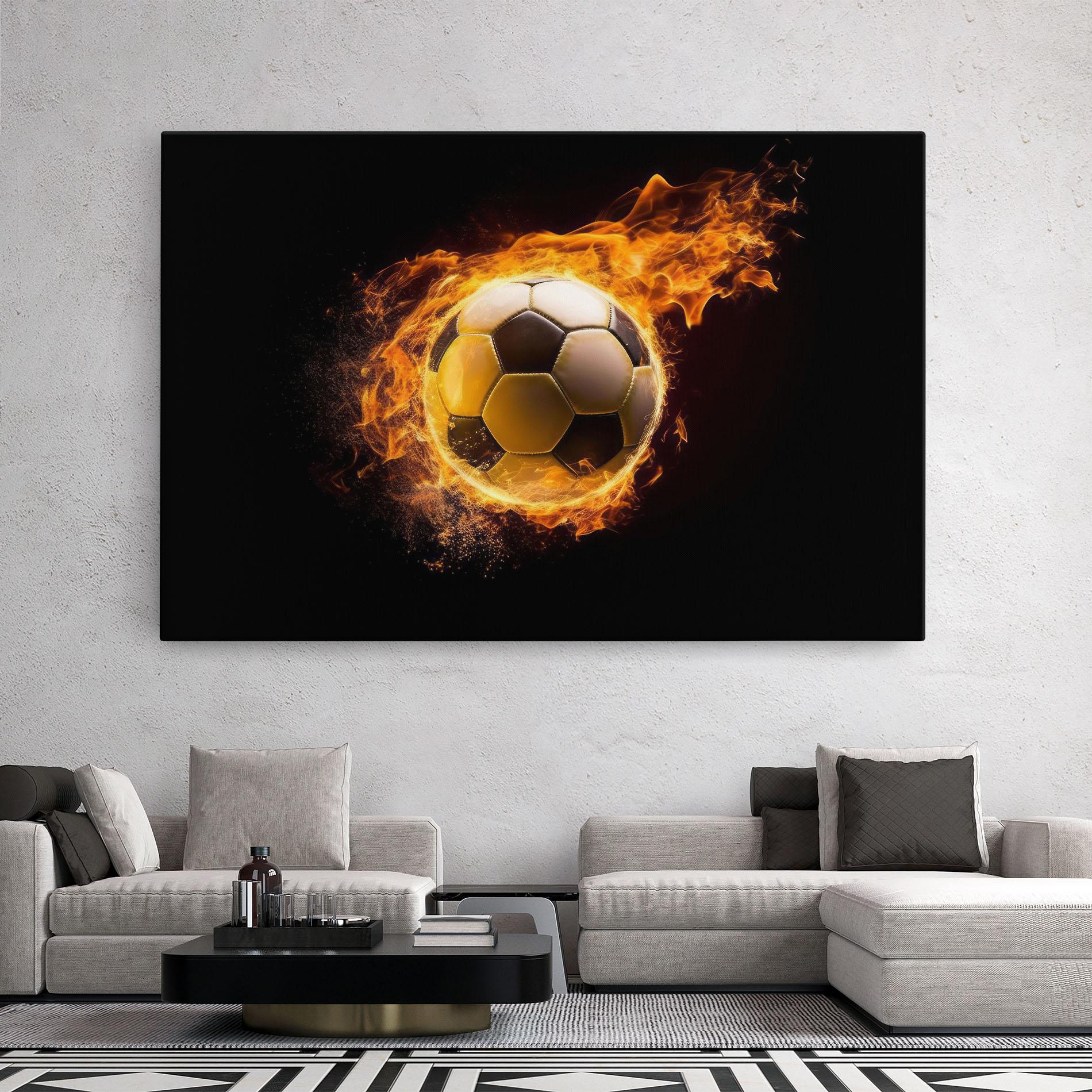 Leinwandbild Fire Football mockup 2
