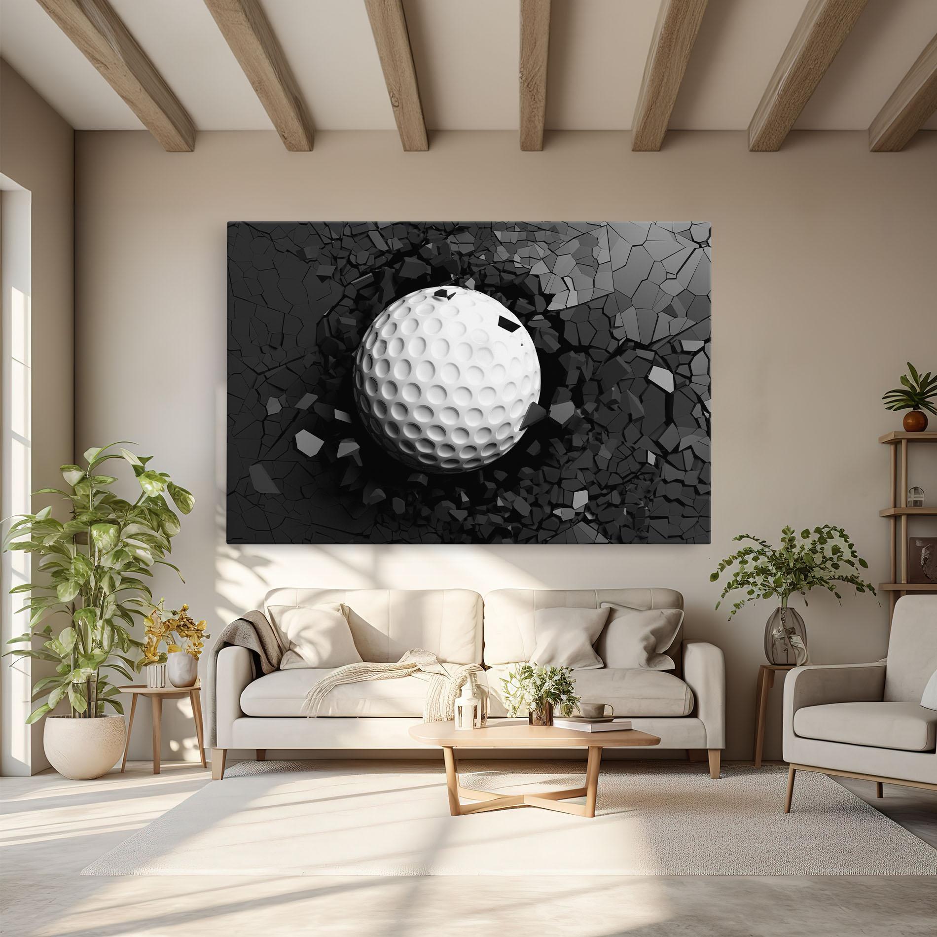 Leinwandbild Black Wall Golf Ball mockup 6