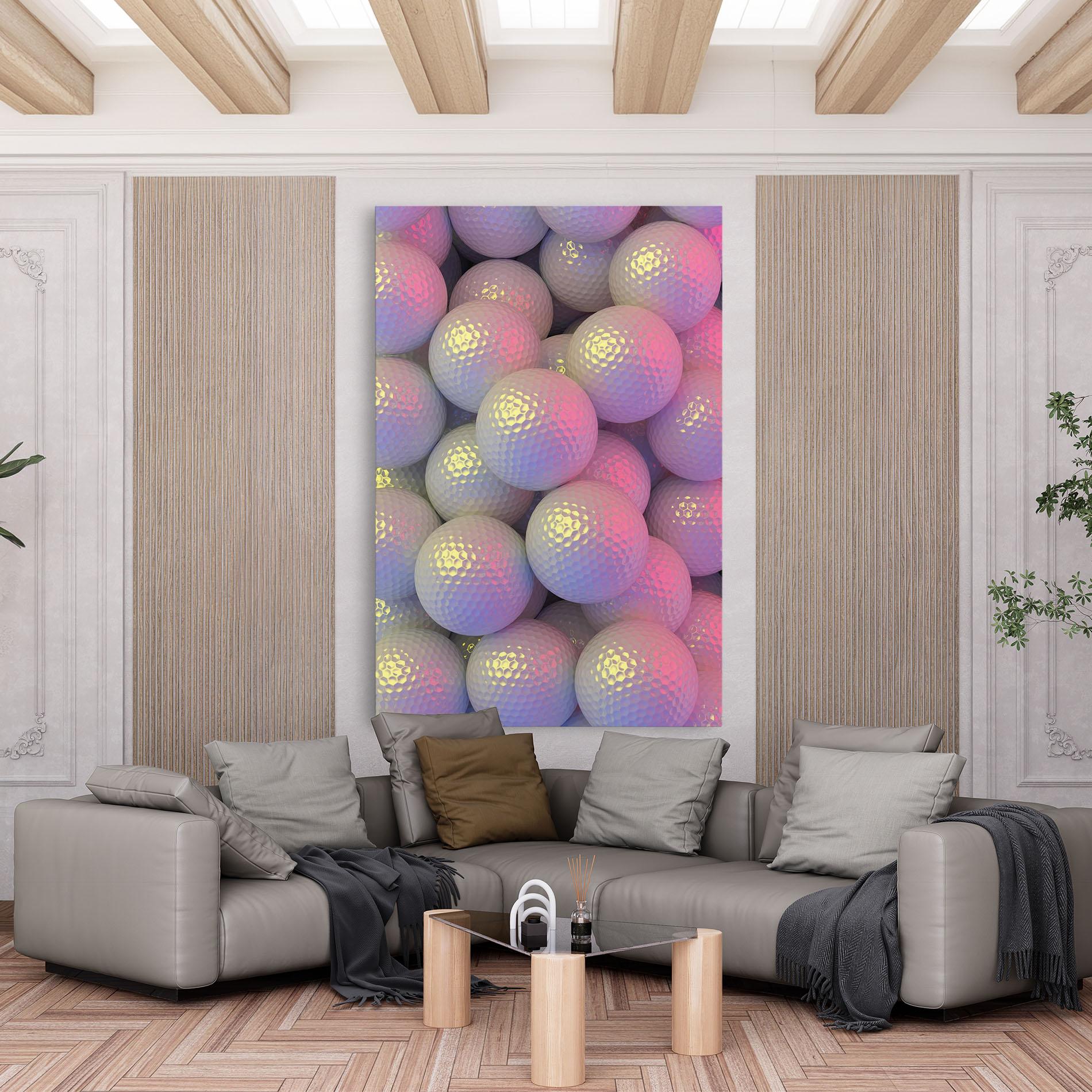 Leinwandbild Purple Light Golf Ball mockup 6