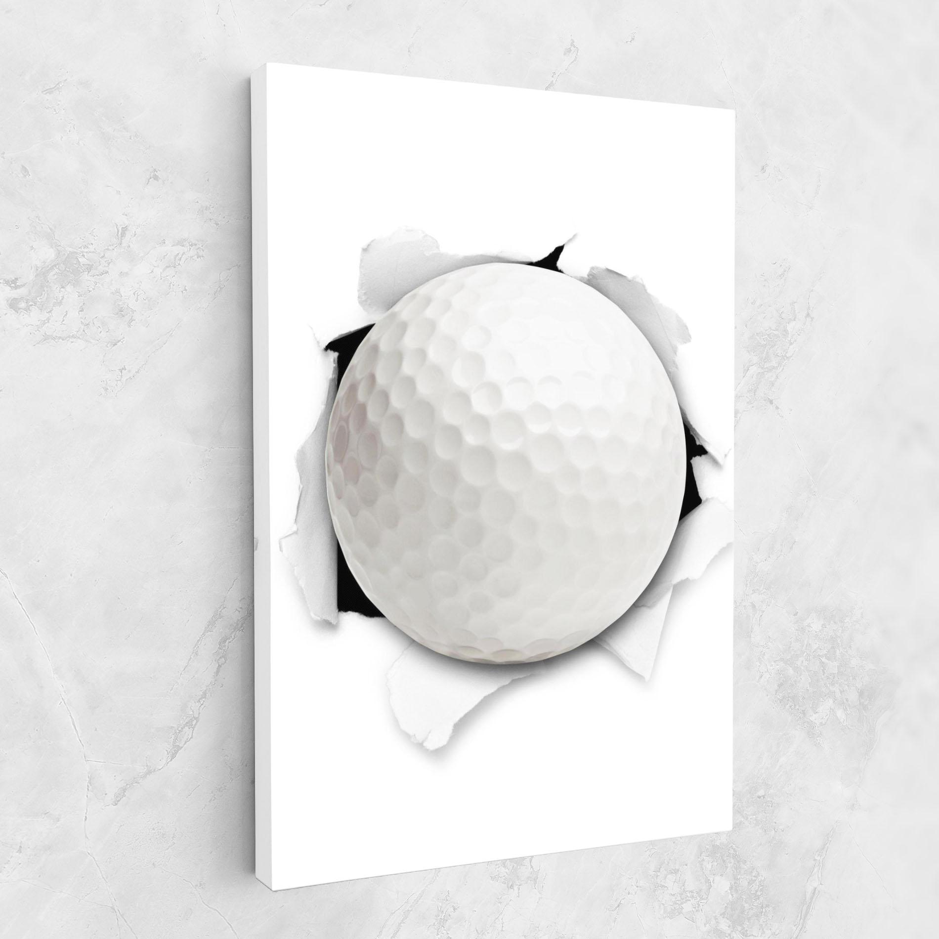 Leinwandbild Golf Ball Bursting Hole mockup 1