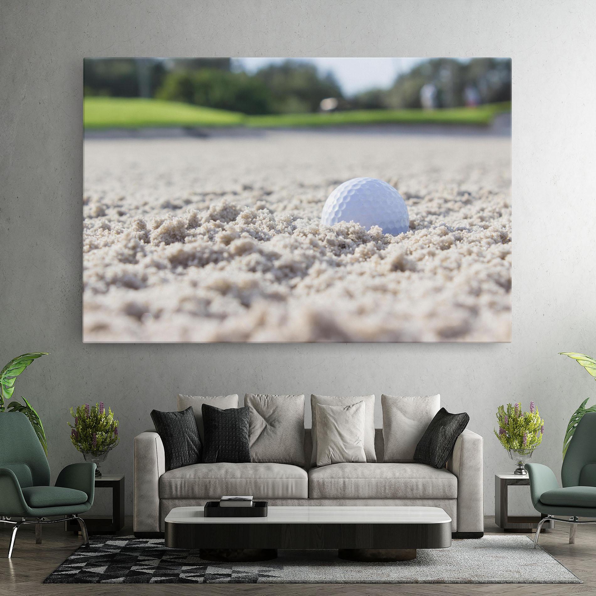 Leinwandbild Golf Ball In Sand mockup 7