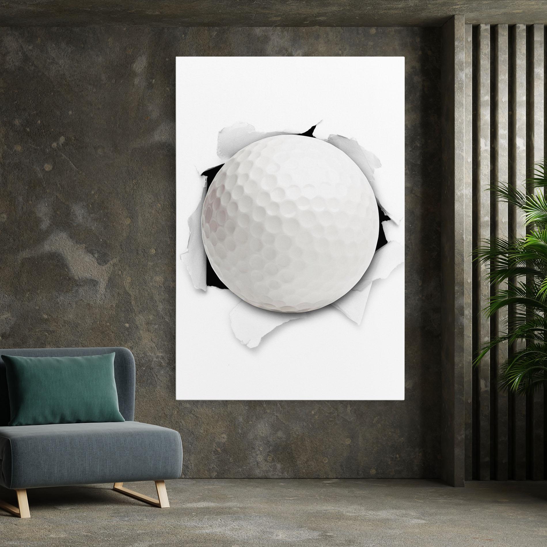 Leinwandbild Golf Ball Bursting Hole mockup 7