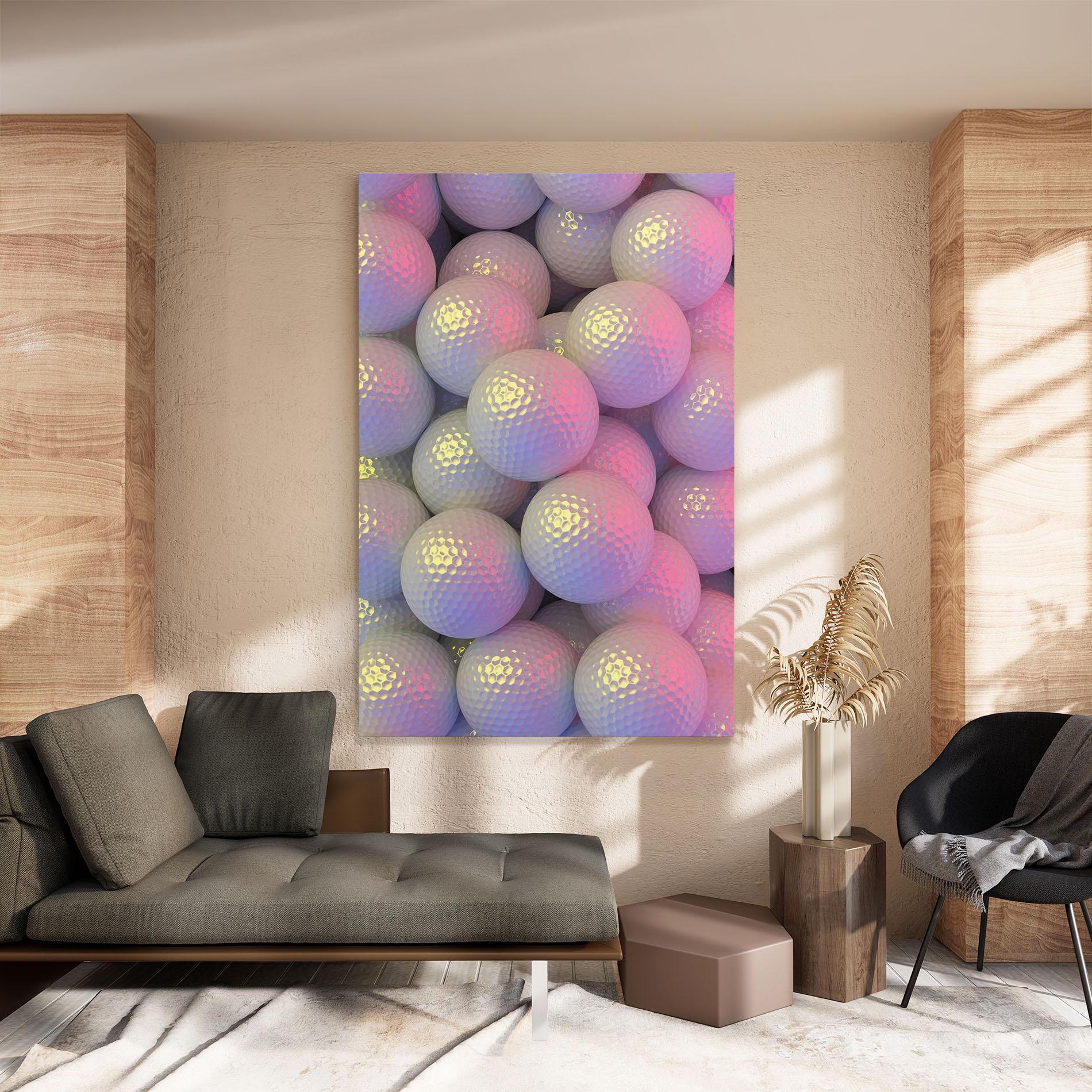 Leinwandbild Purple Light Golf Ball mockup 8
