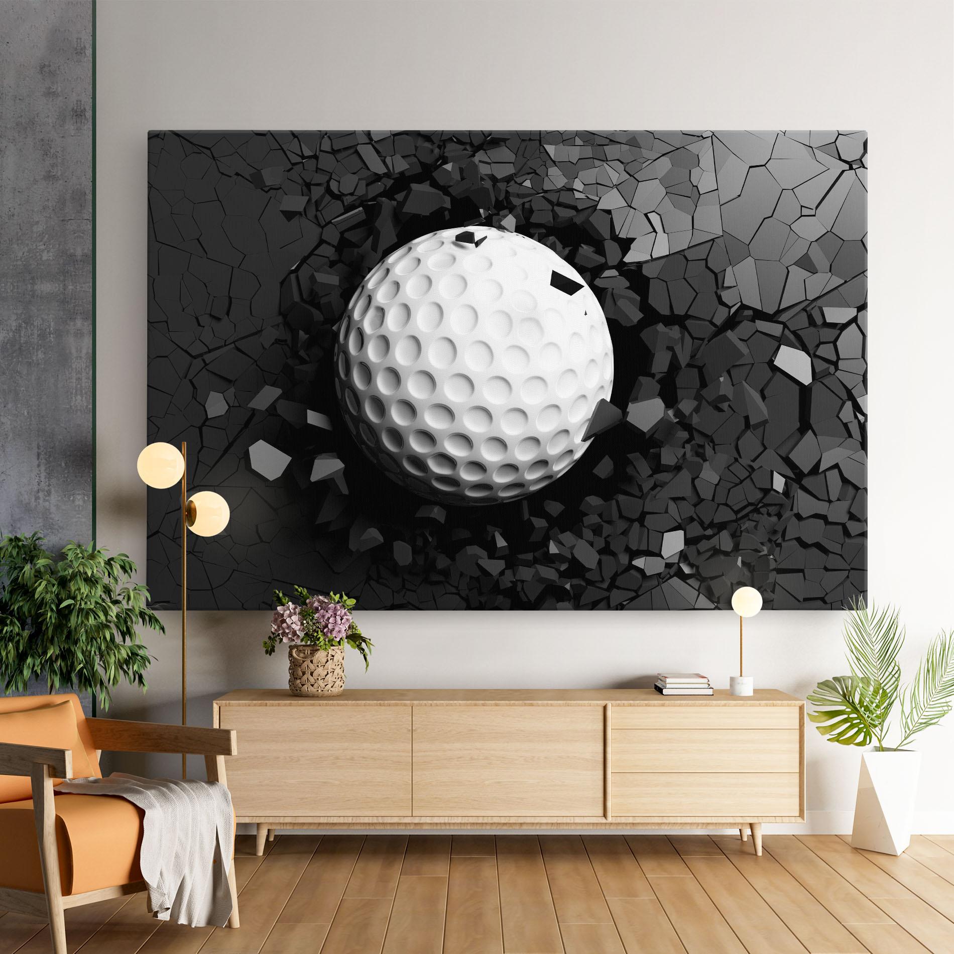 Leinwandbild Black Wall Golf Ball mockup 9