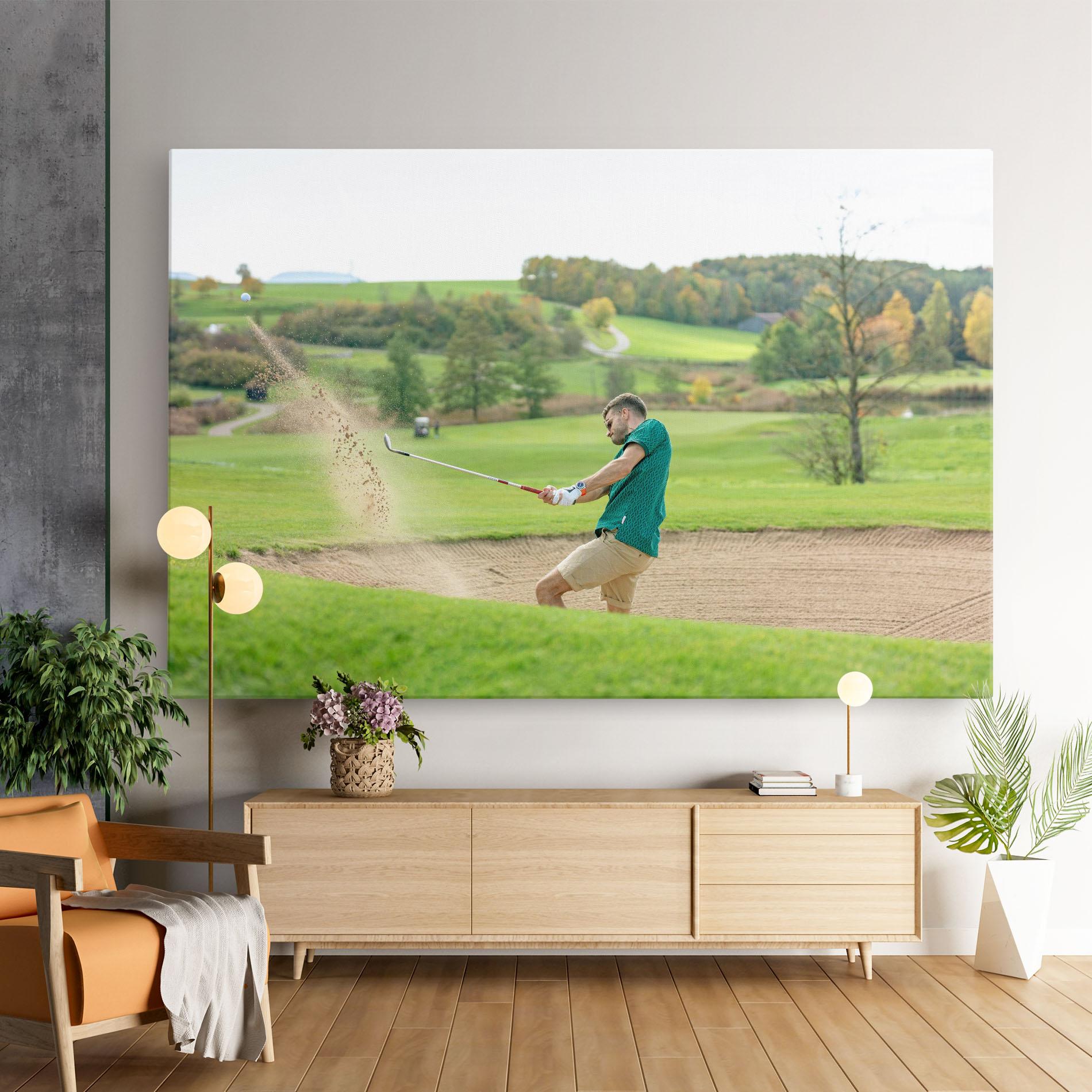 Leinwandbild Green Tshirt Golf Player mockup 9