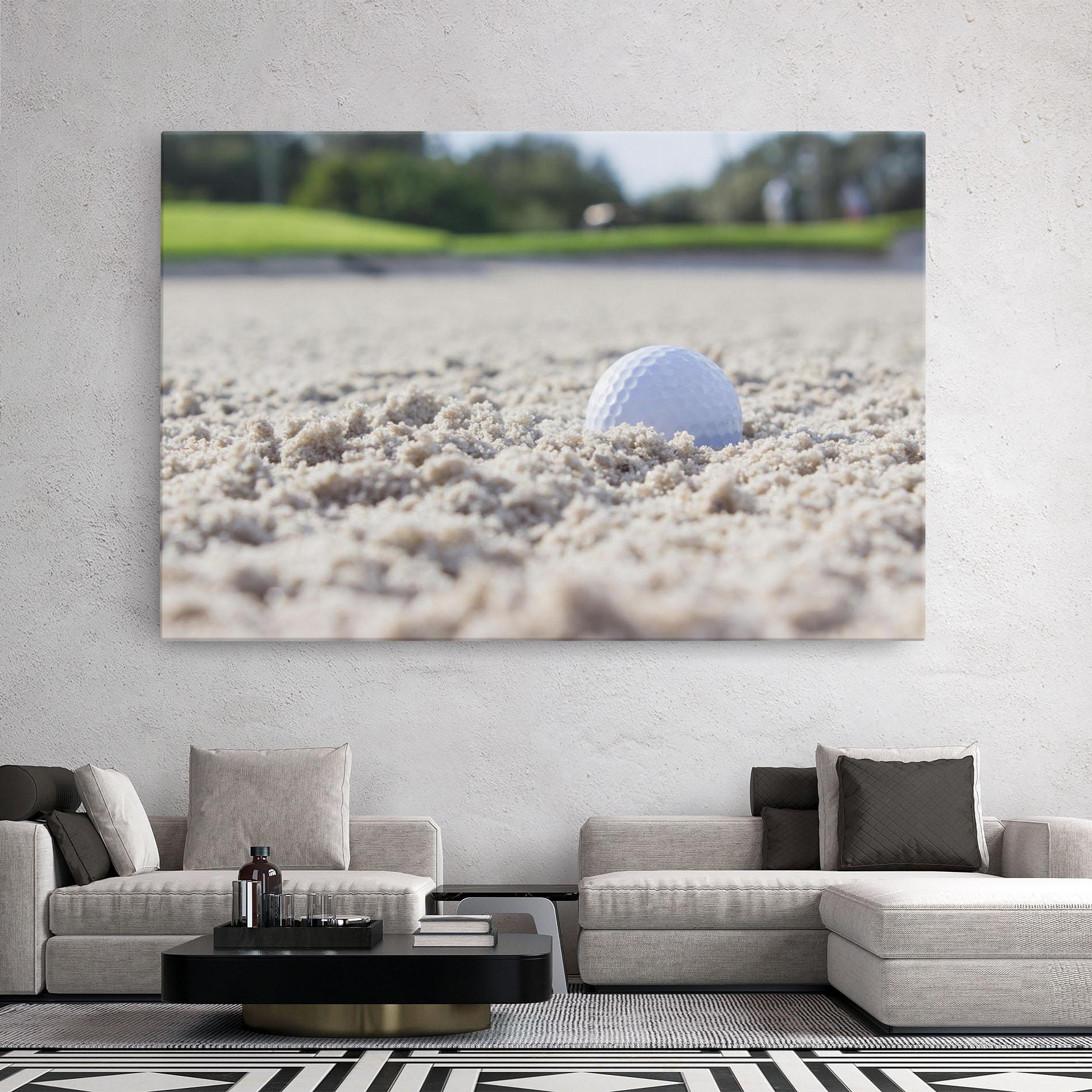 Leinwandbild Golf Ball In Sand mockup 2