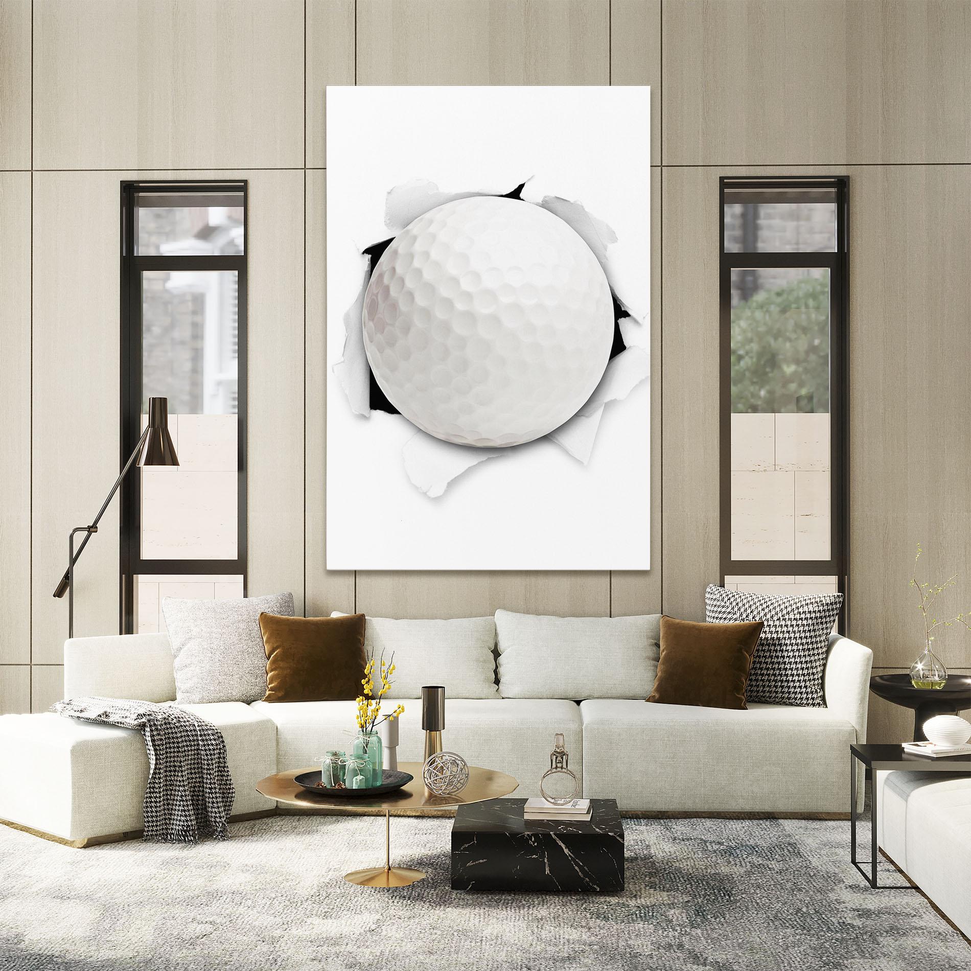 Leinwandbild Golf Ball Bursting Hole mockup 2