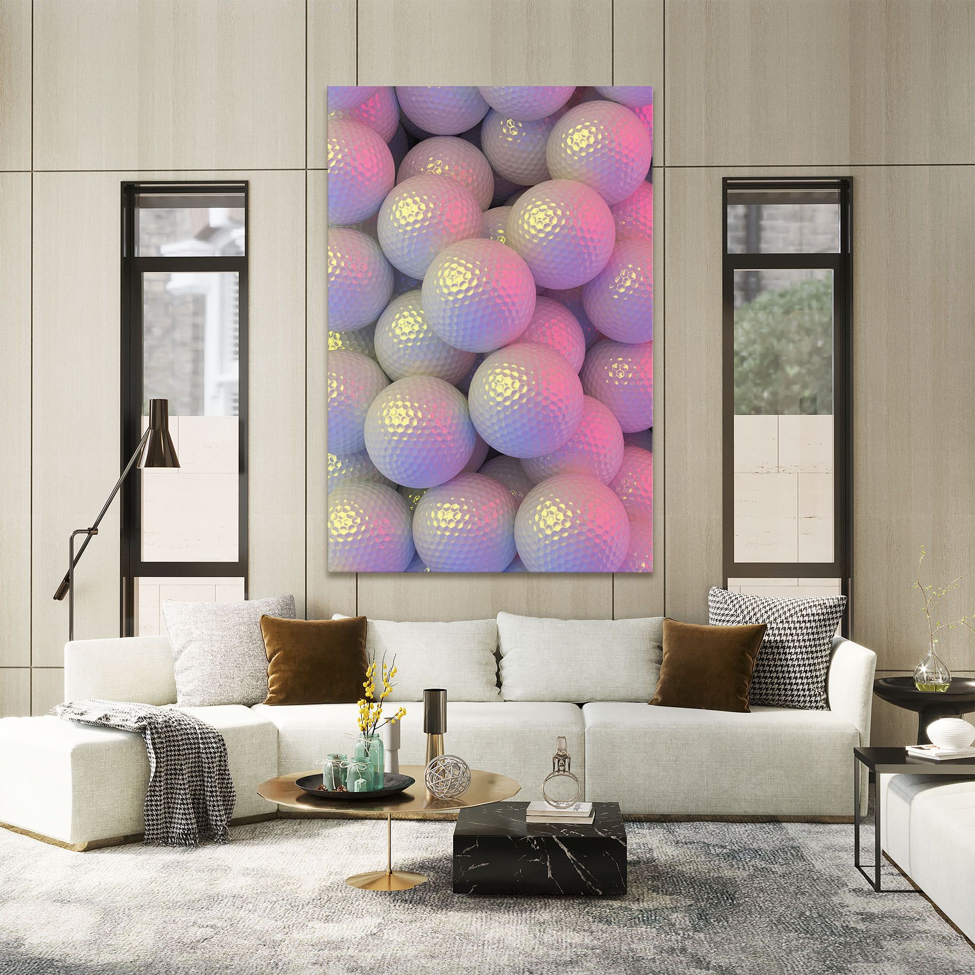 Purple Light Golf Ball mockup 2