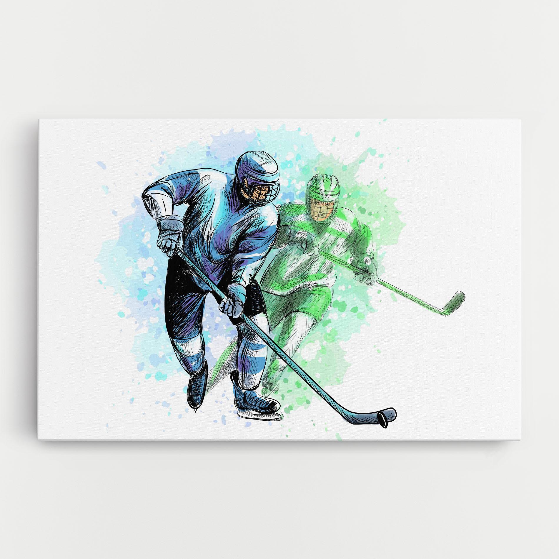 Leinwandbild Green Blue Hockey mockup 0