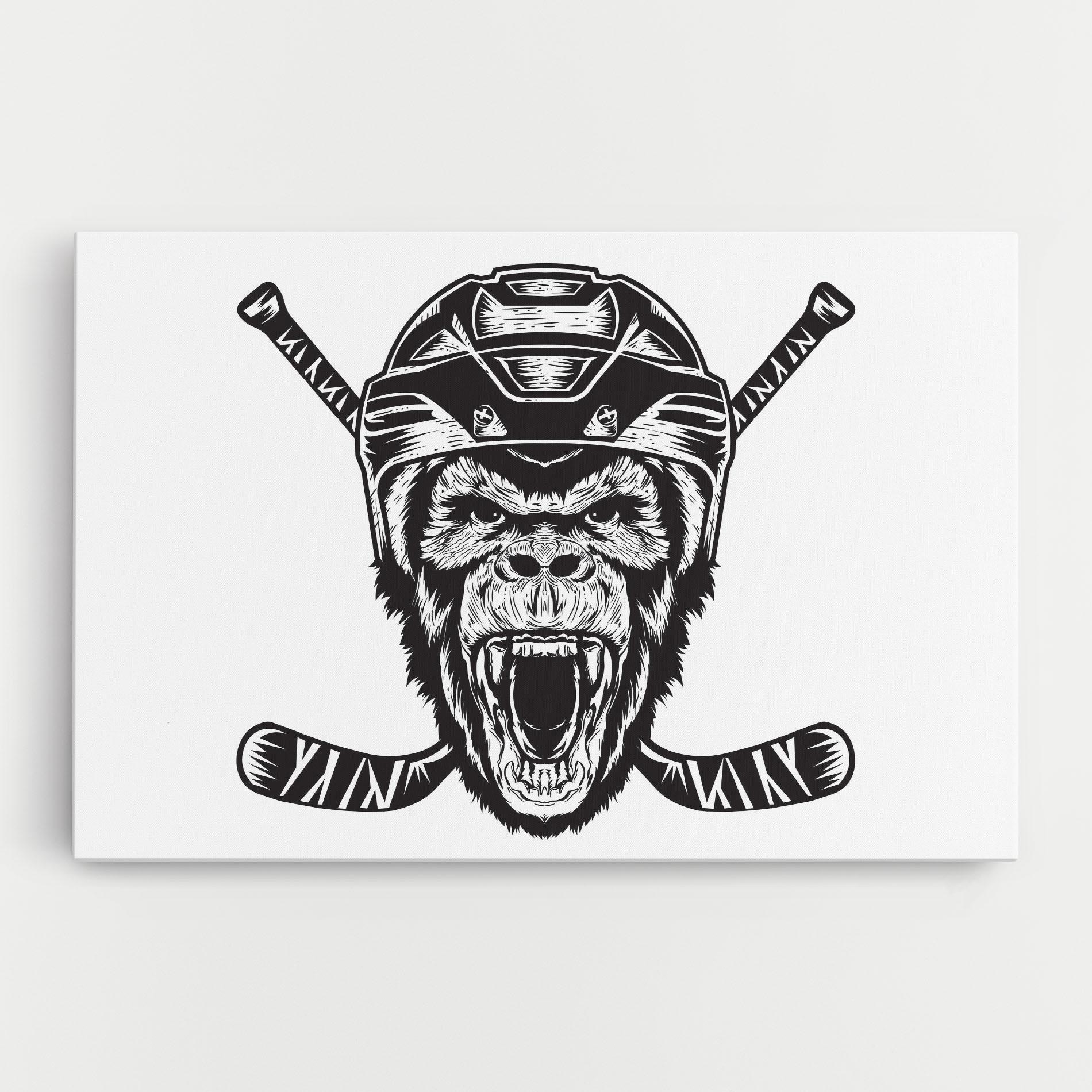 Leinwandbild Monkey Hockey mockup 0