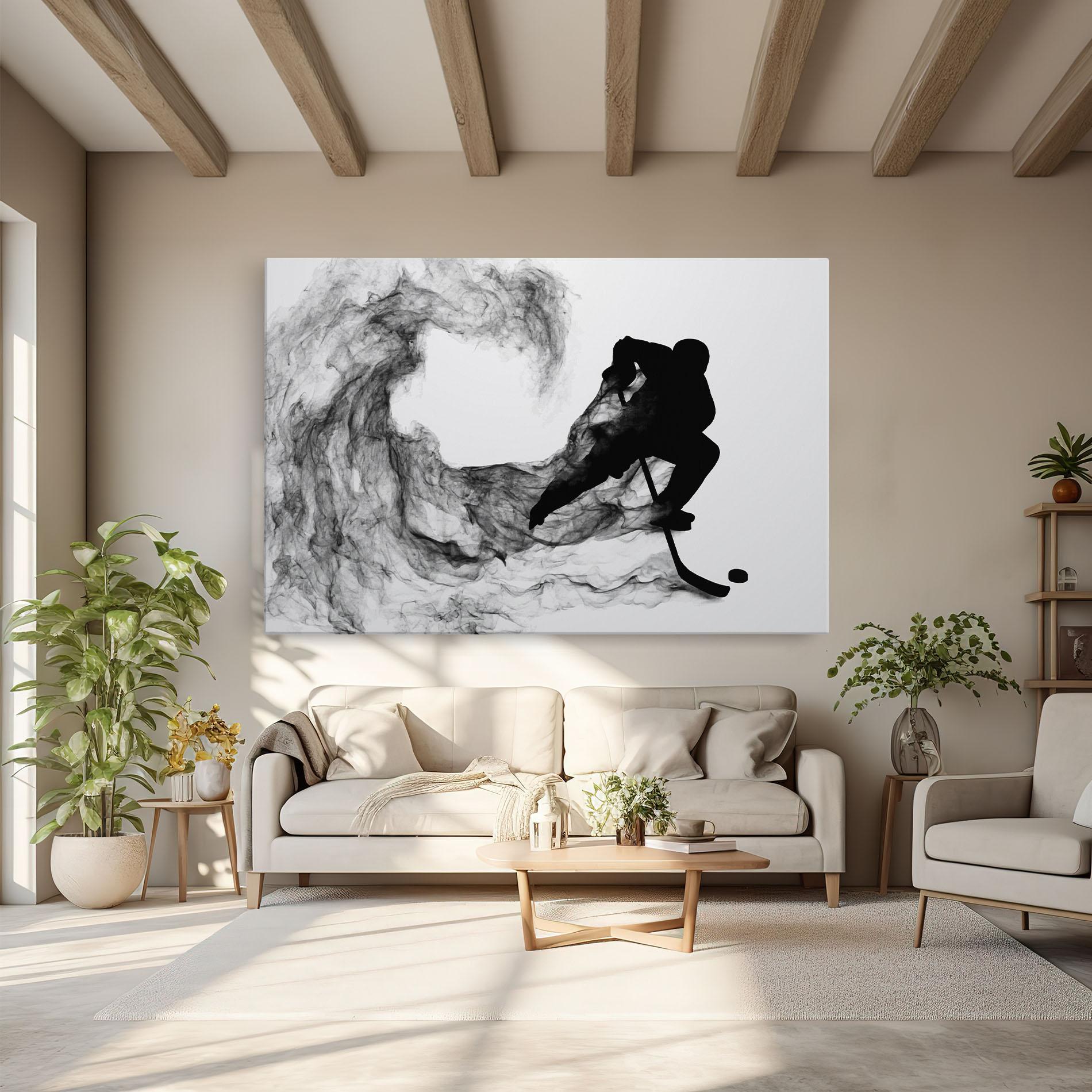 Leinwandbild Black Smoke Hockey mockup 6