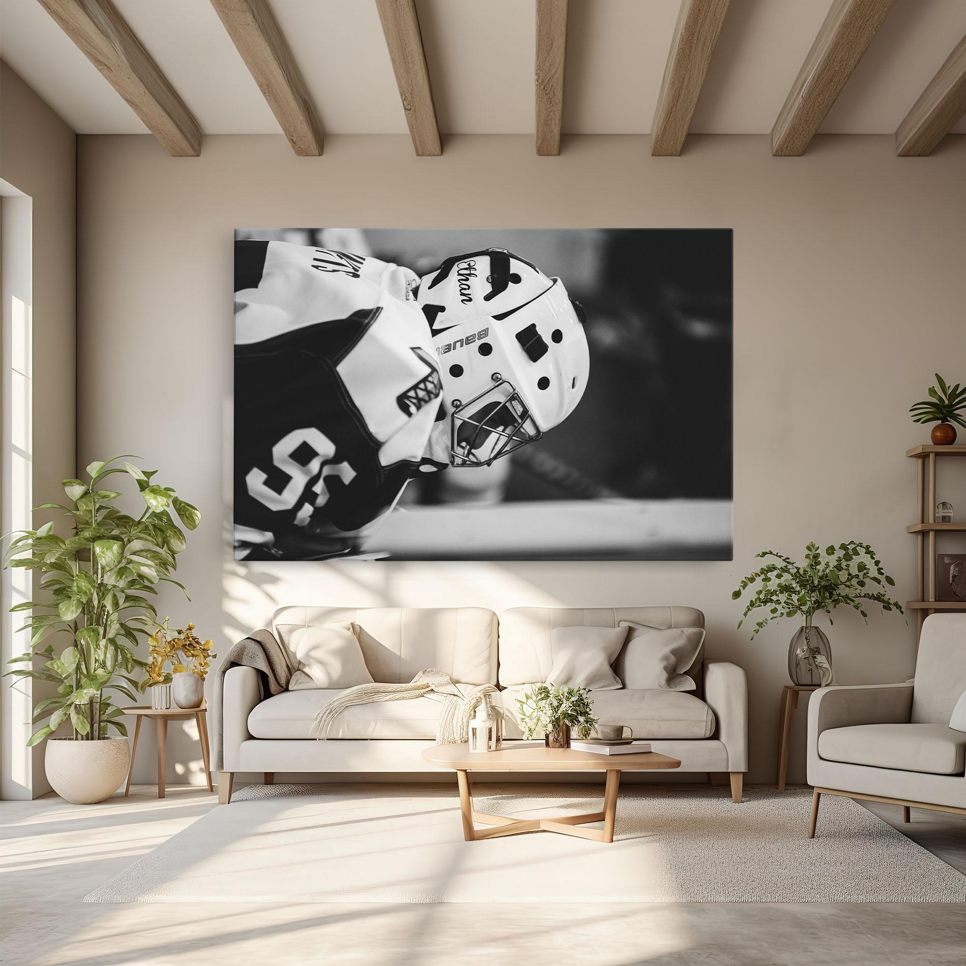 Leinwandbild Black White Hockey mockup 6