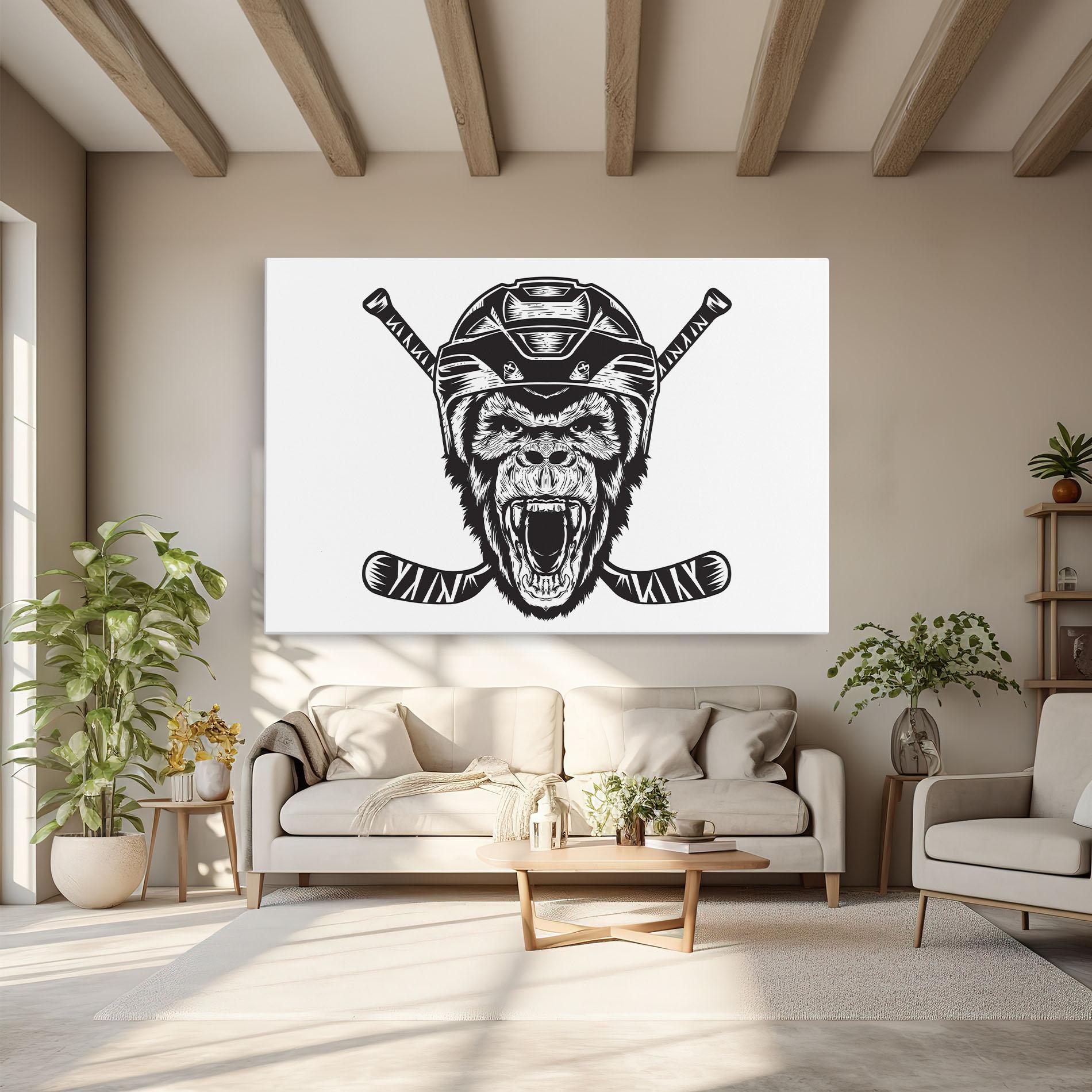 Leinwandbild Monkey Hockey mockup 6