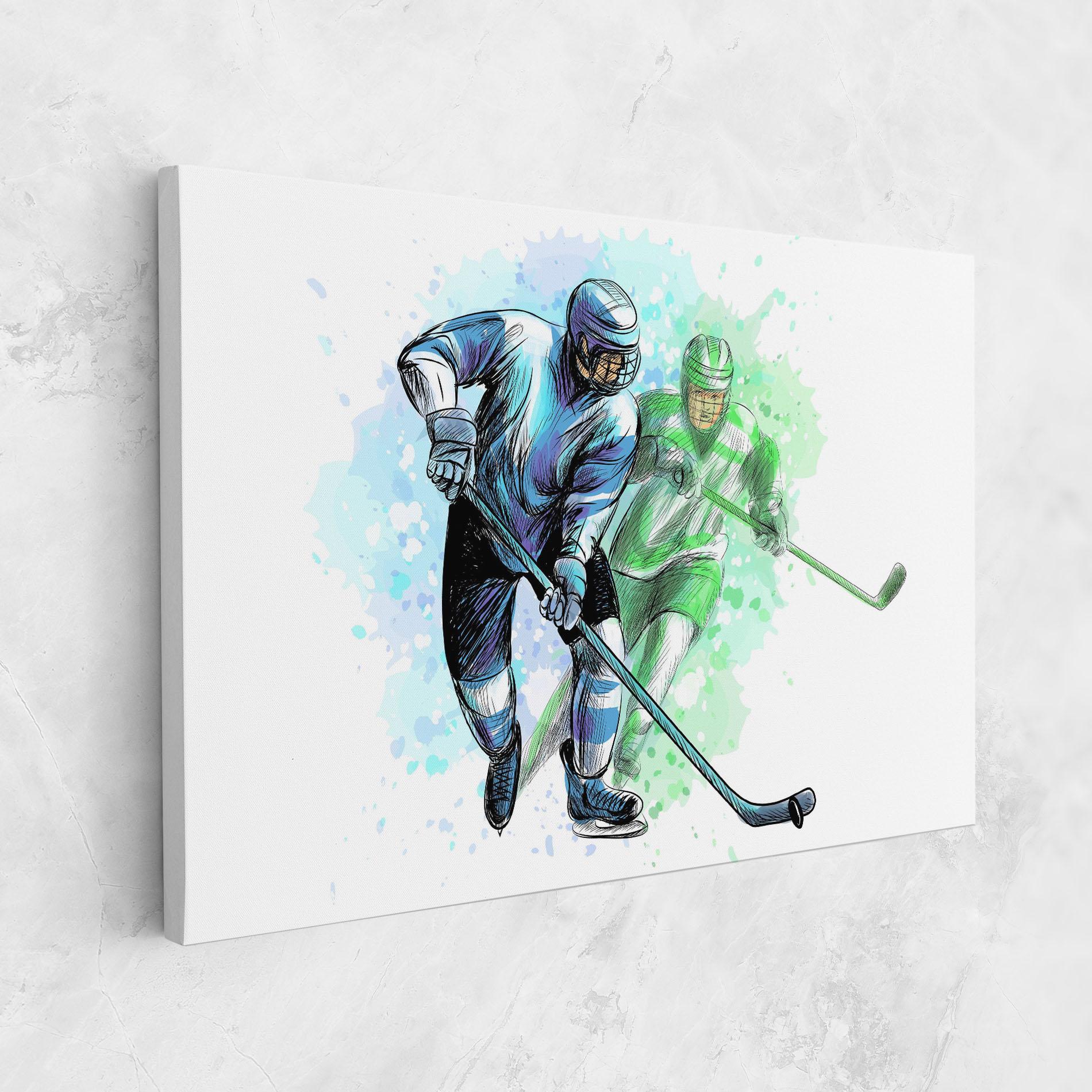 Leinwandbild Green Blue Hockey mockup 1