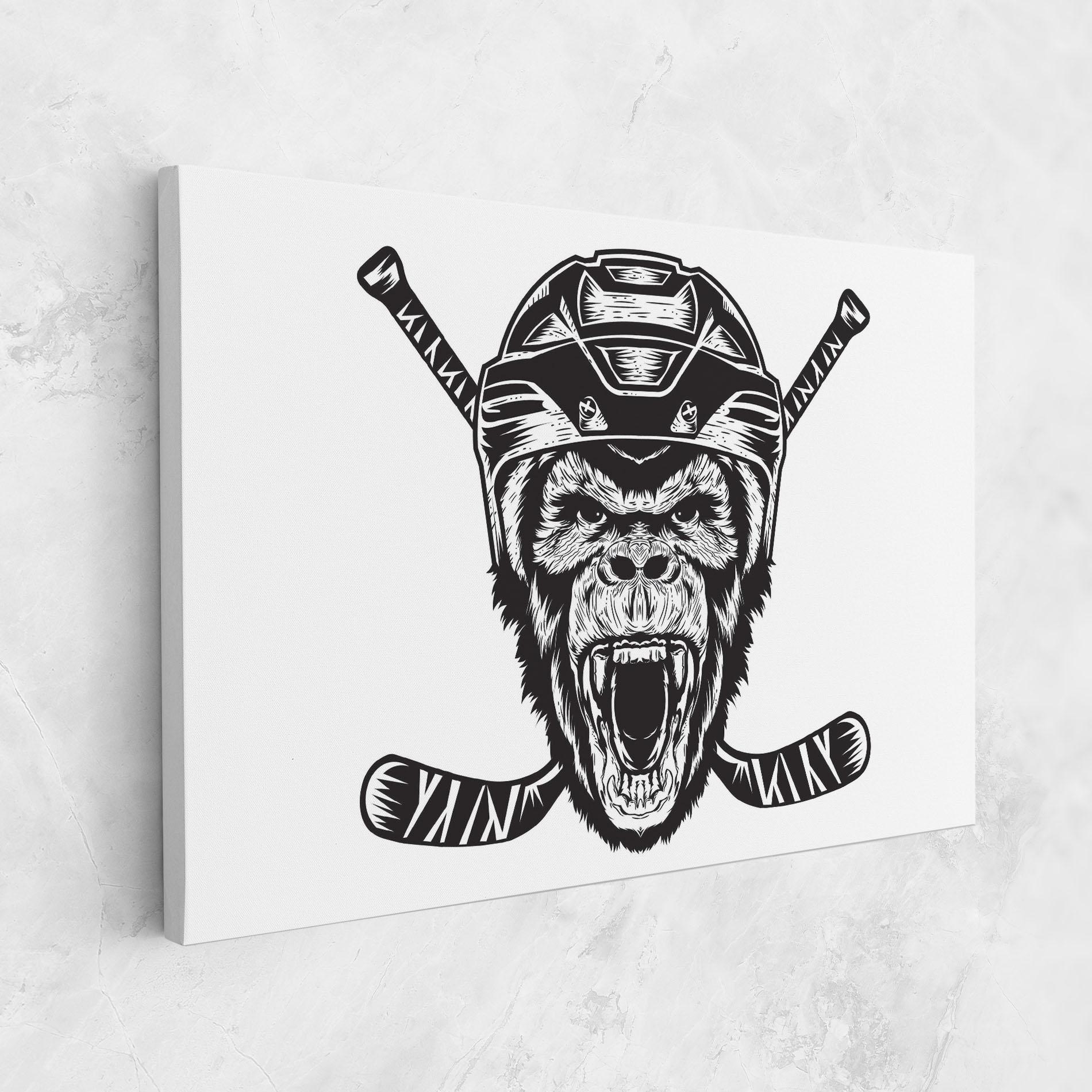 Leinwandbild Monkey Hockey mockup 1
