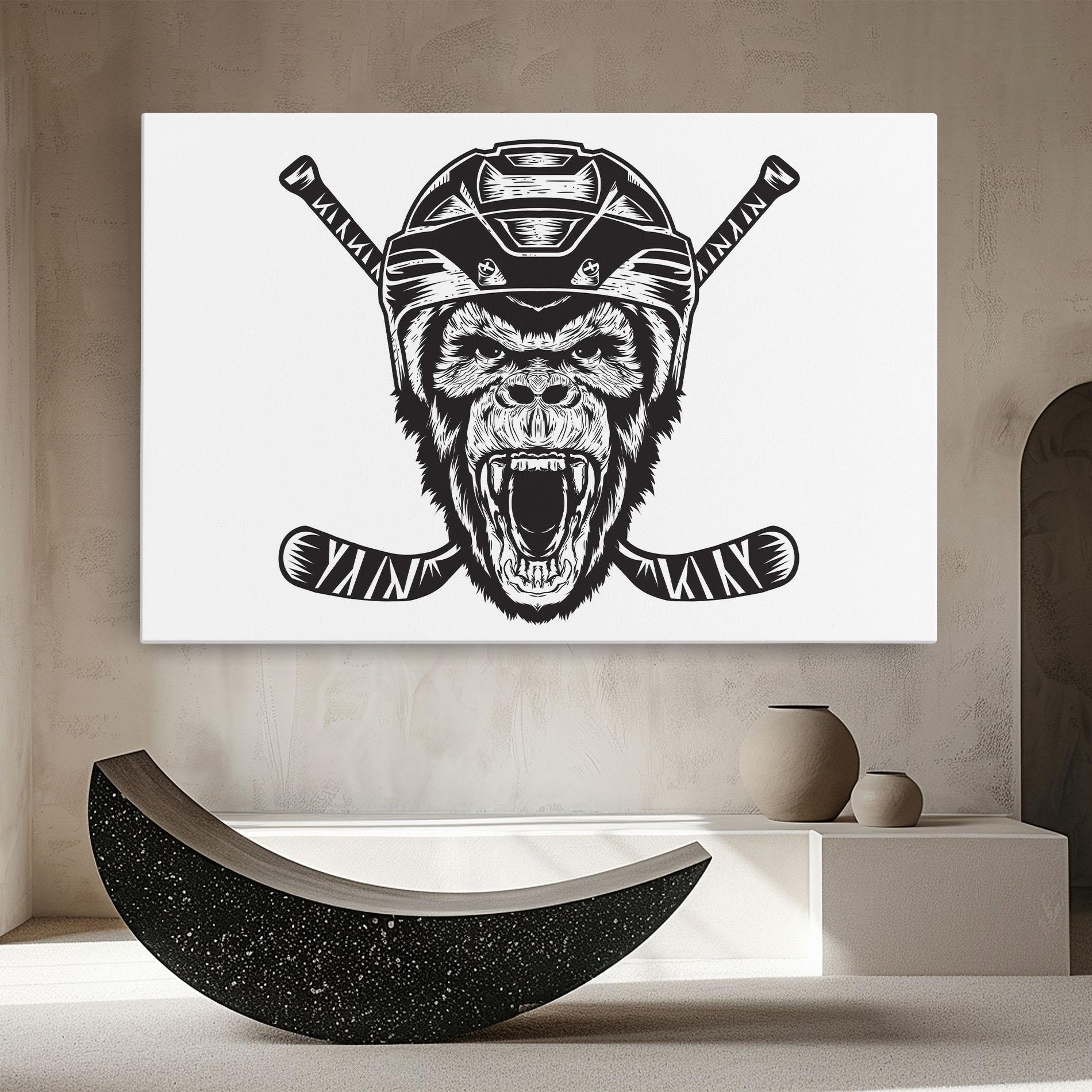 Leinwandbild Monkey Hockey mockup 8