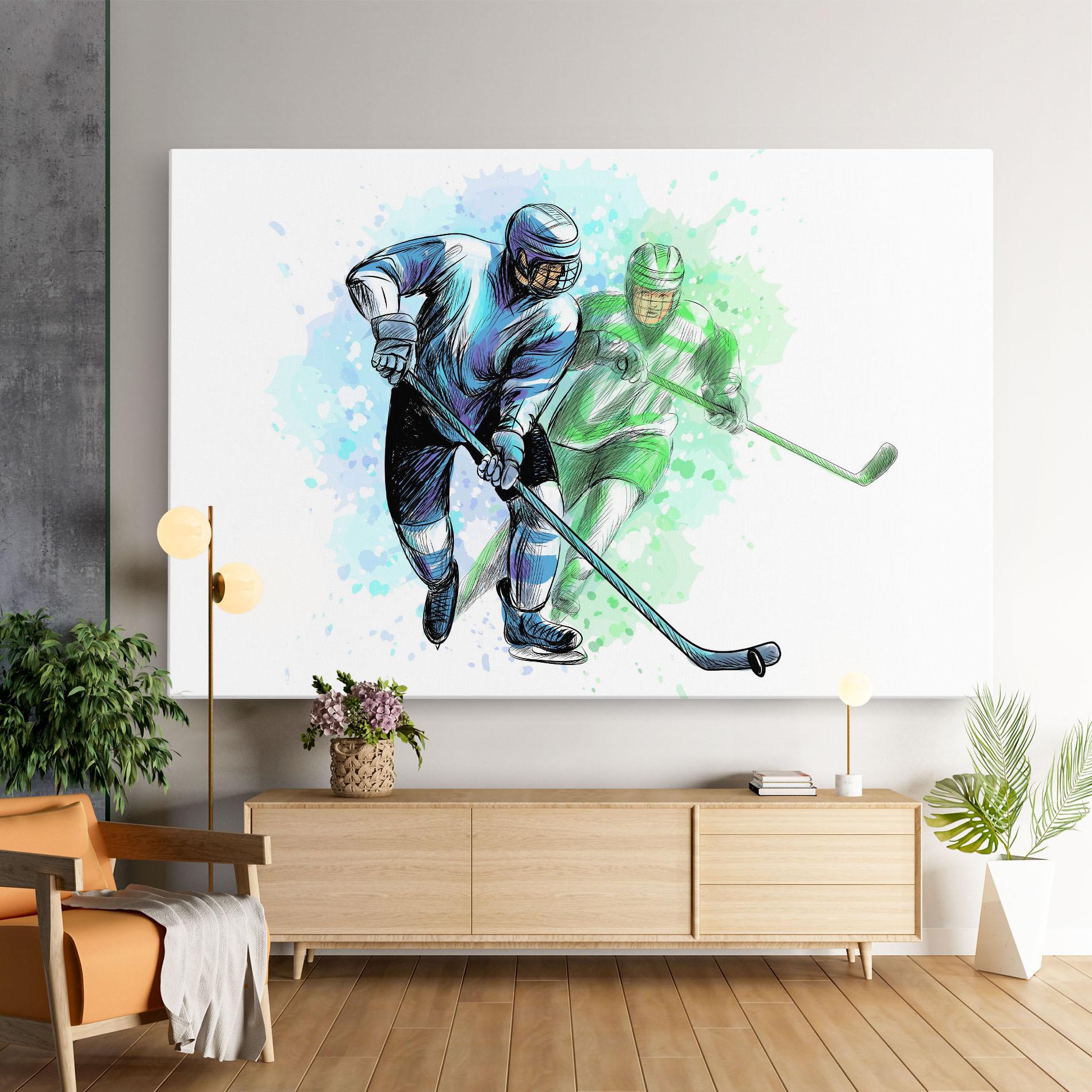 Leinwandbild Green Blue Hockey mockup 9