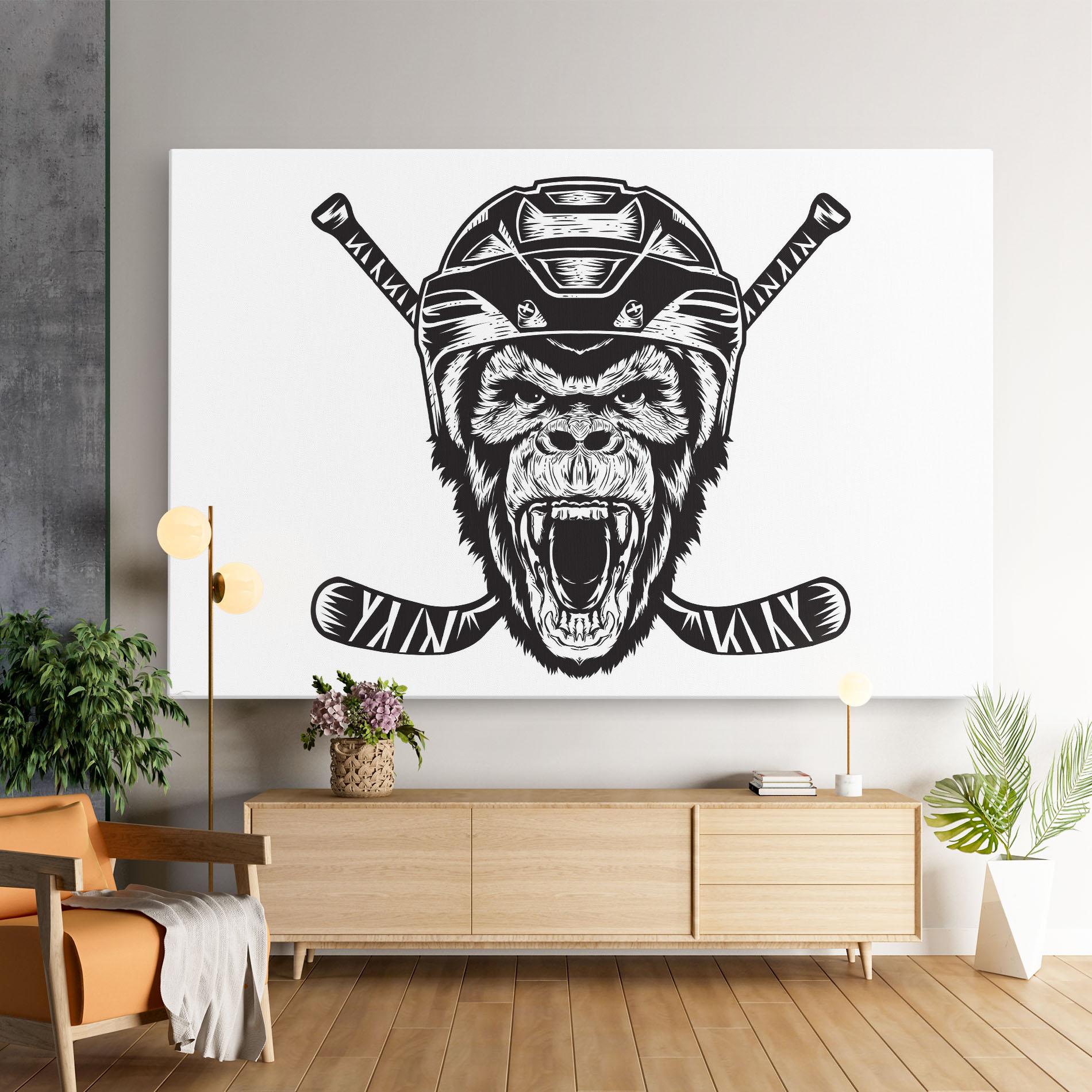 Leinwandbild Monkey Hockey mockup 9