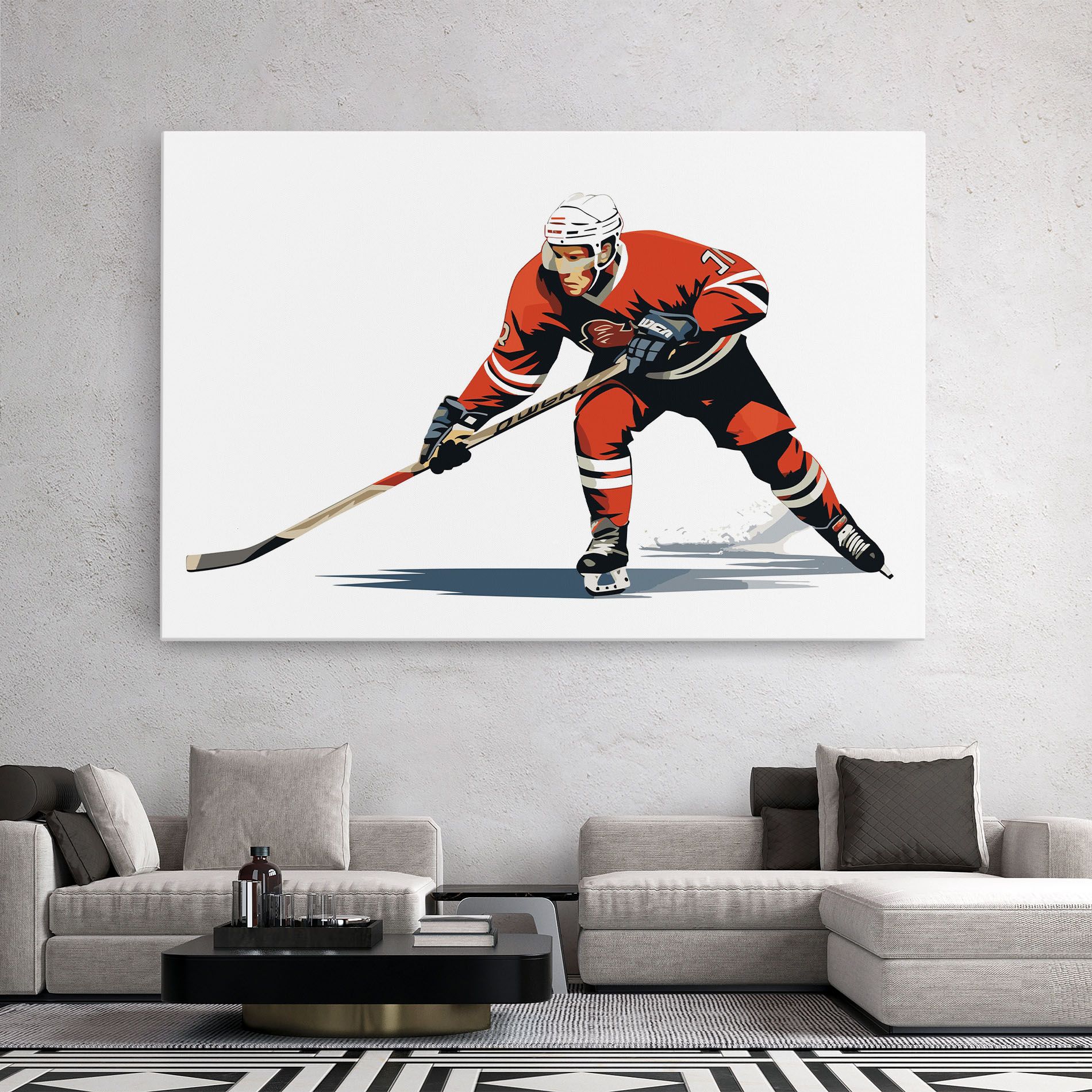 Hockey Orange Player mockup 2