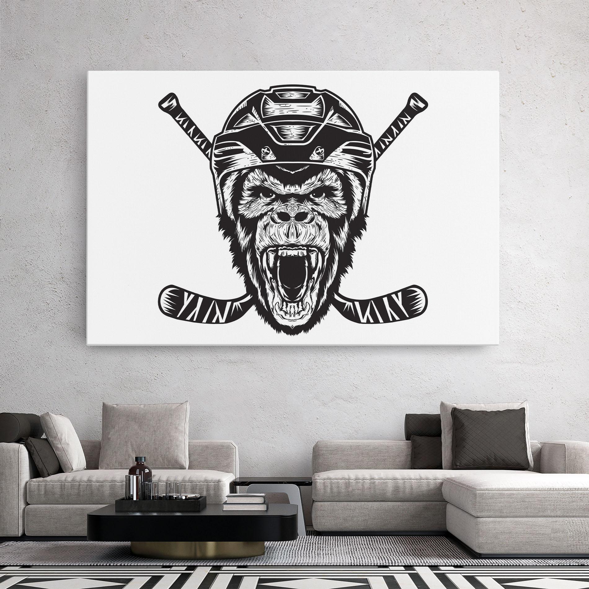 Leinwandbild Monkey Hockey mockup 2