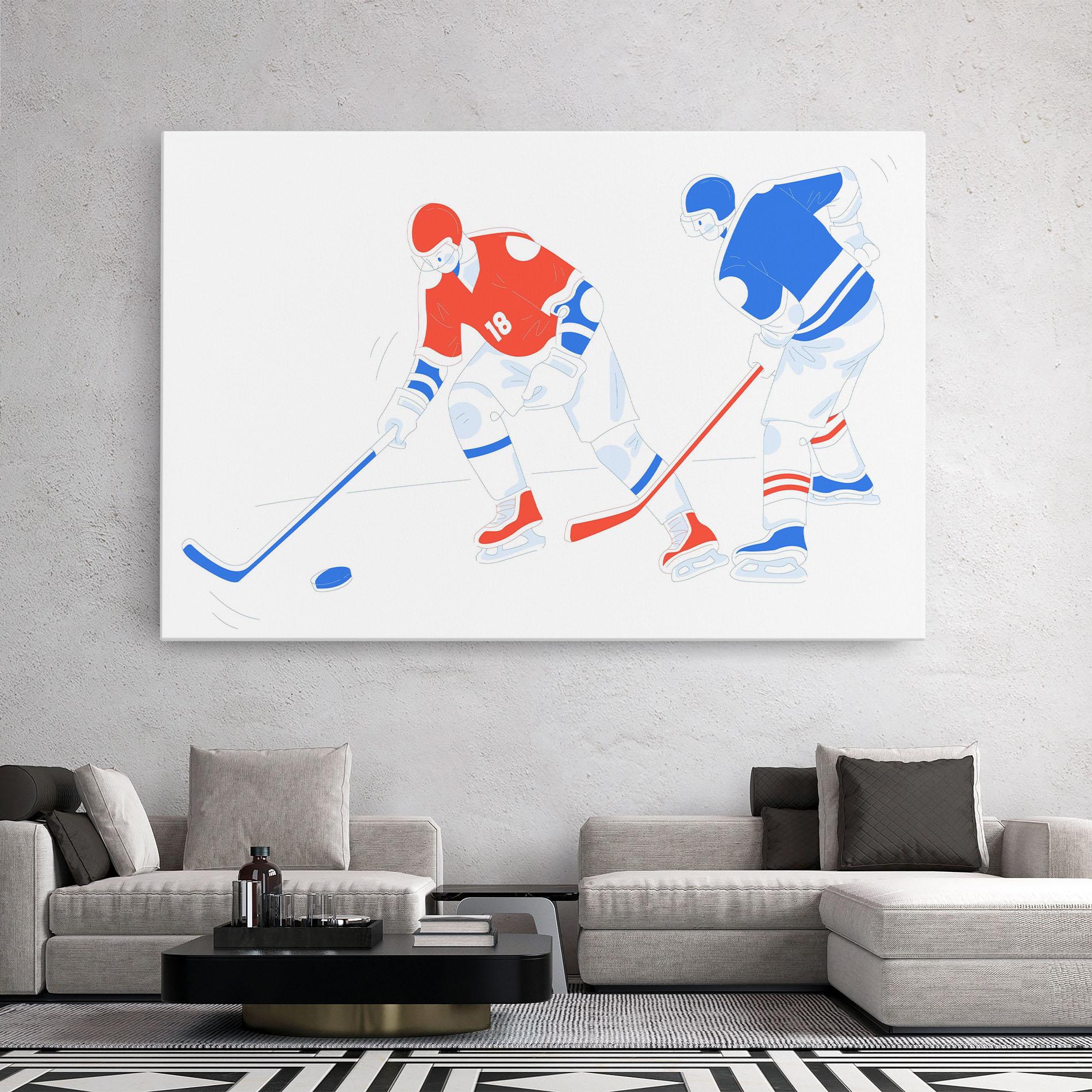 Leinwandbild Orange Blue Hockey mockup 2