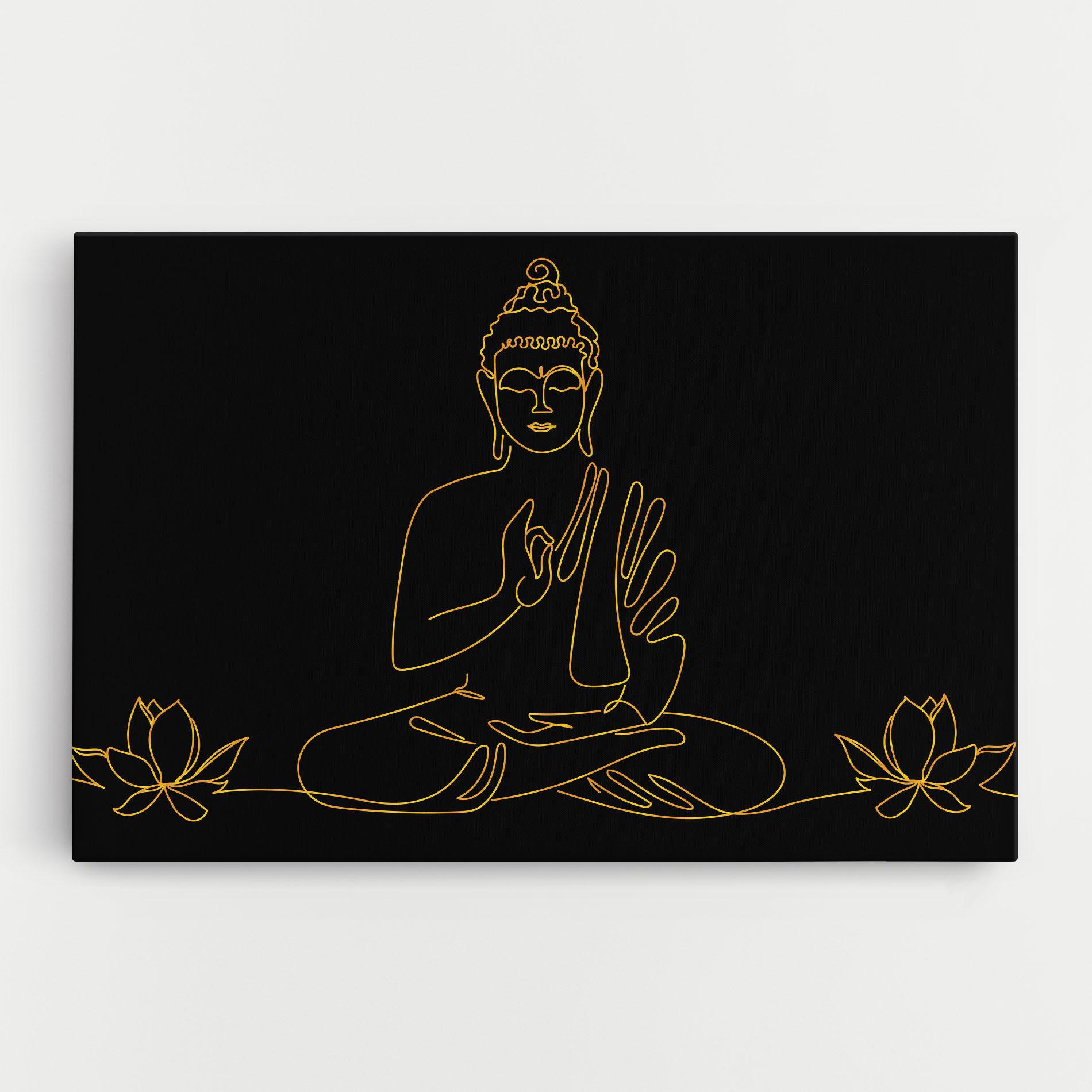 Leinwandbild Buddha Gold Line mockup 0