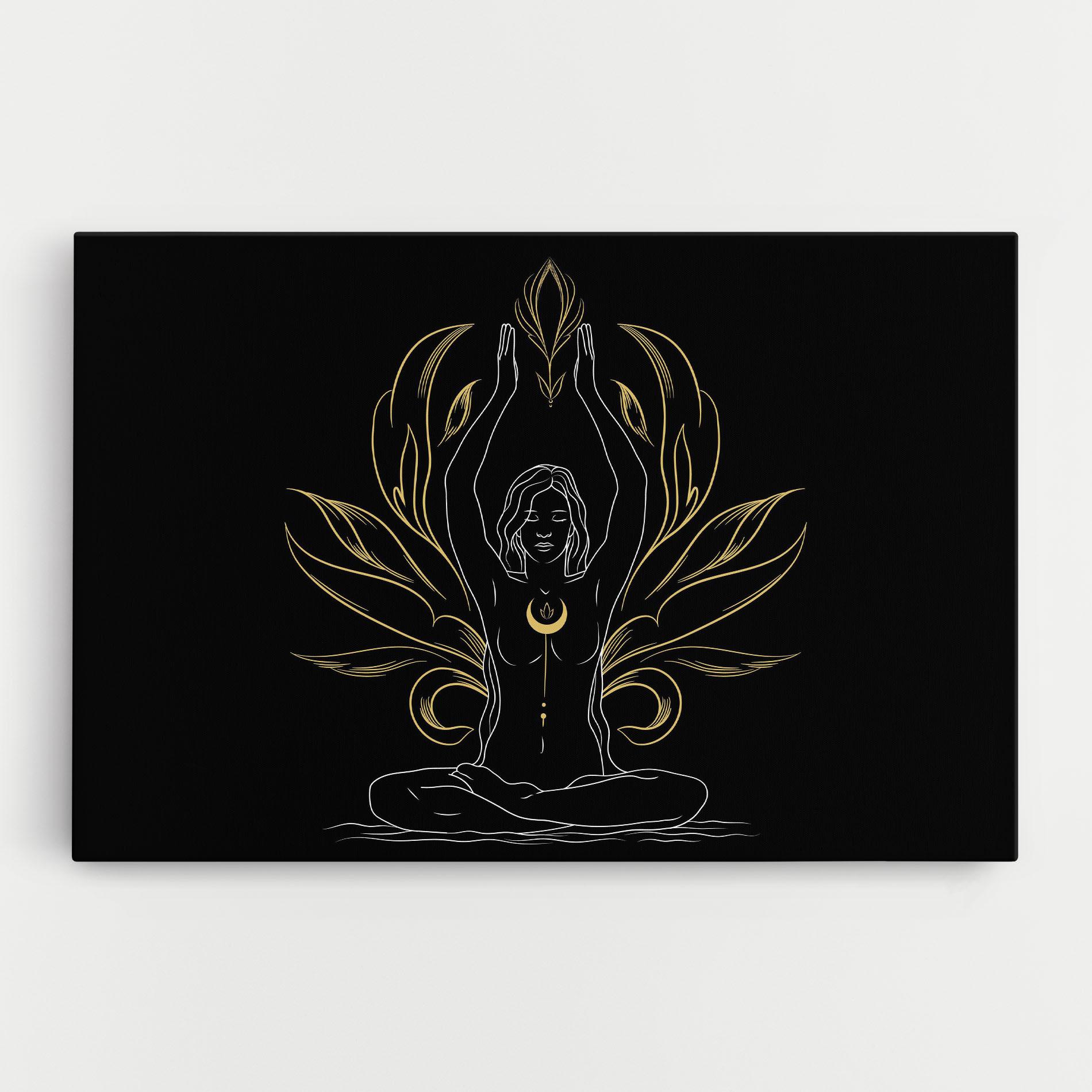 Leinwandbild Gold Yoga Pose mockup 0