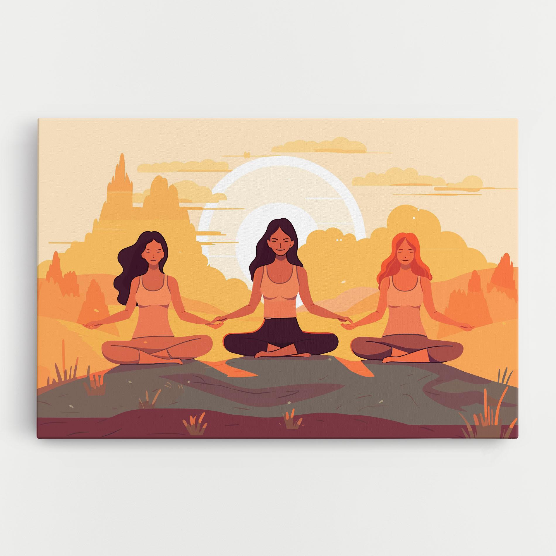 Leinwandbild Three Yoga Girls mockup 0