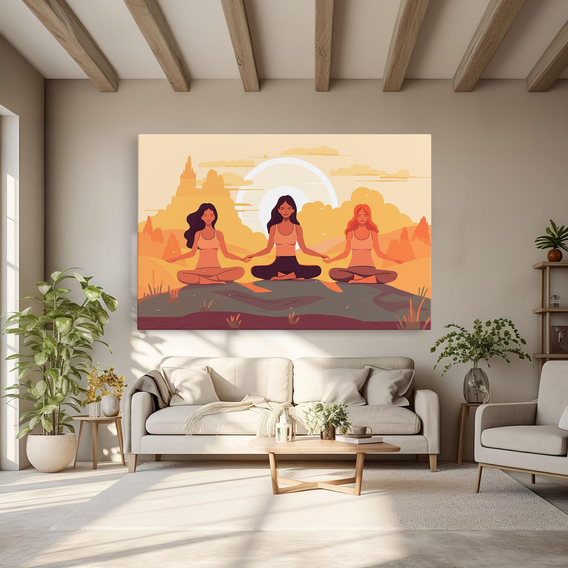 Leinwandbild Three Yoga Girls mockup 6