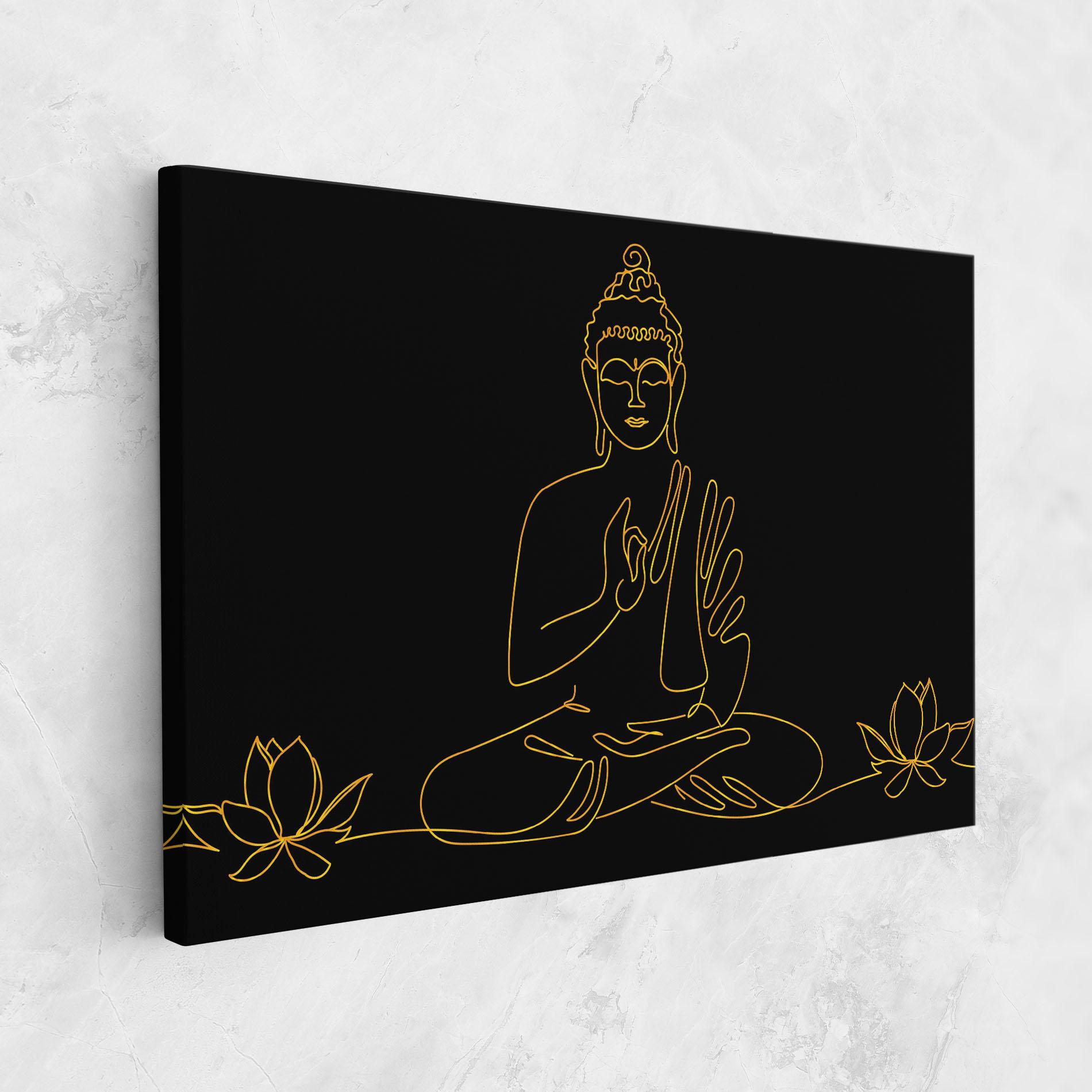 Leinwandbild Buddha Gold Line mockup 1