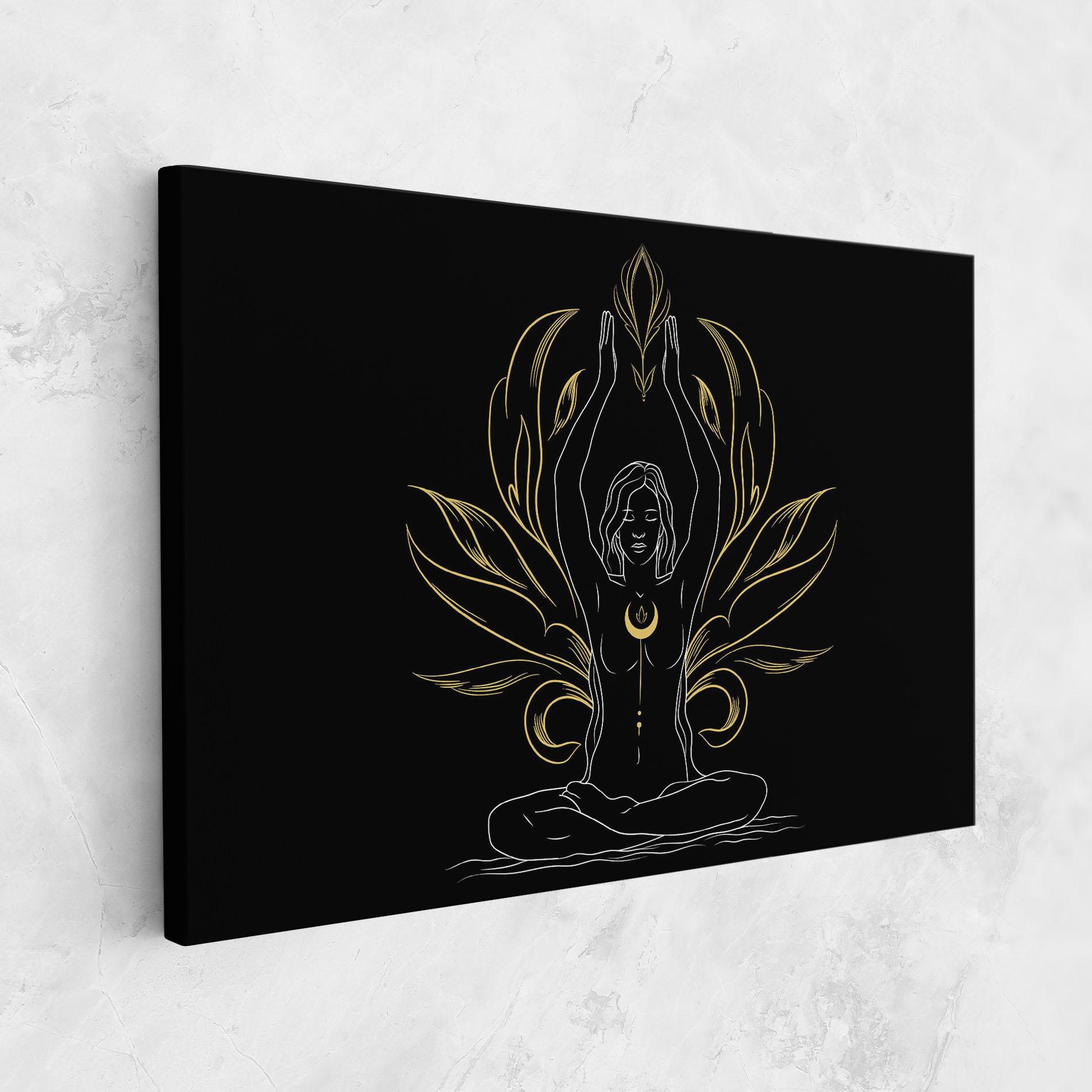Leinwandbild Gold Yoga Pose mockup 1