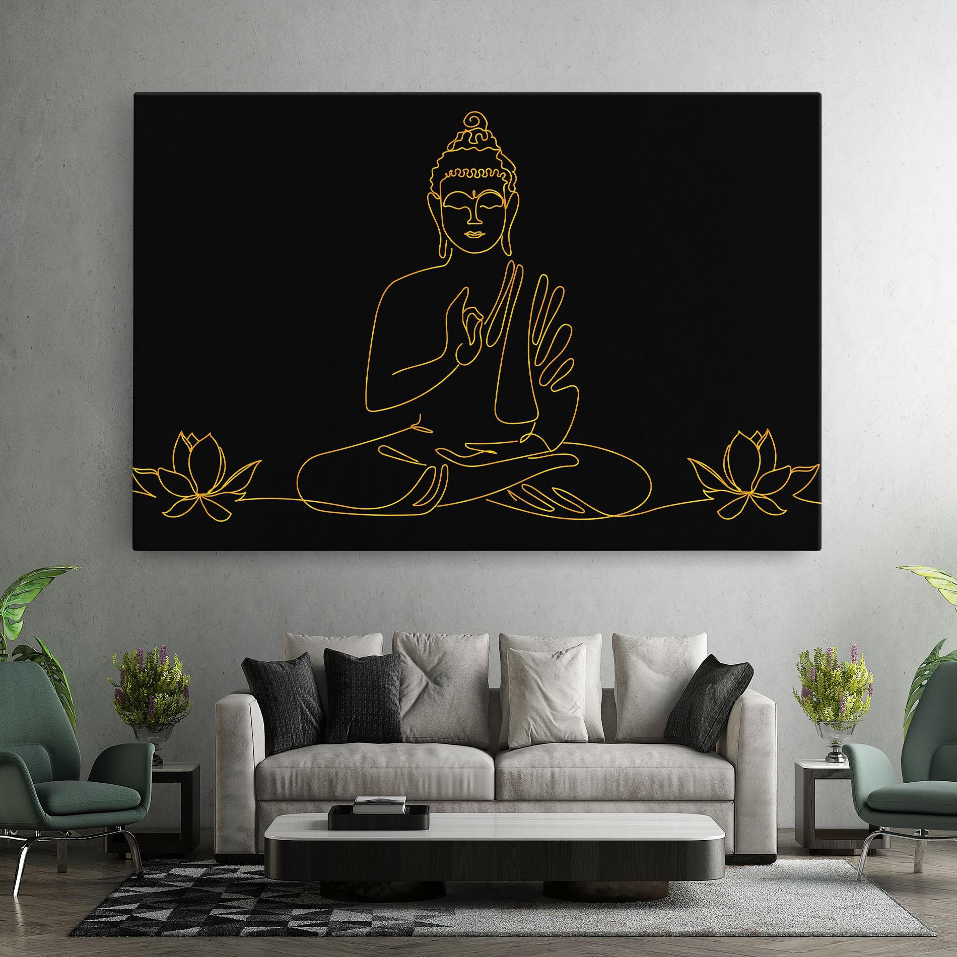 Leinwandbild Buddha Gold Line mockup 7