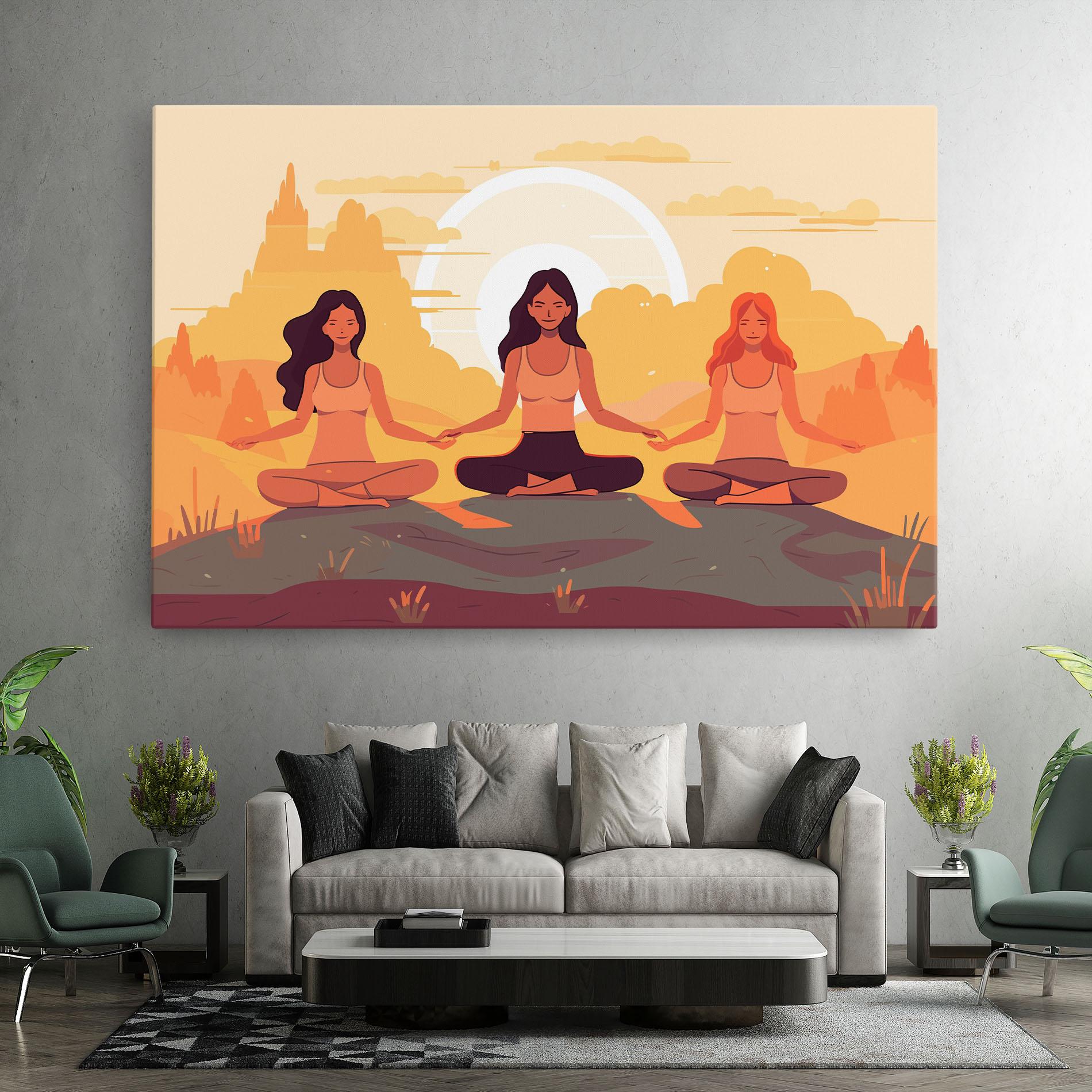 Leinwandbild Three Yoga Girls mockup 7
