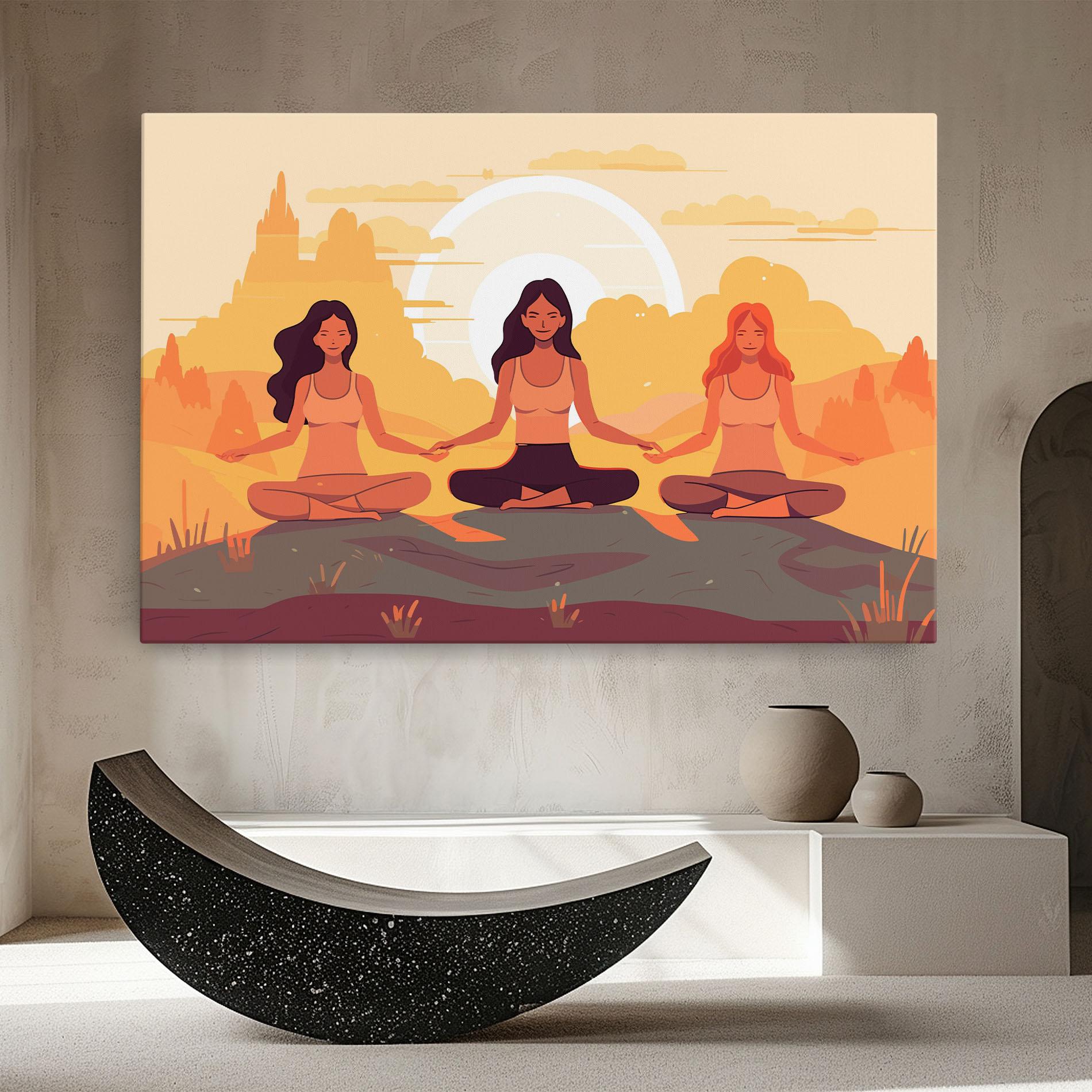 Leinwandbild Three Yoga Girls mockup 8