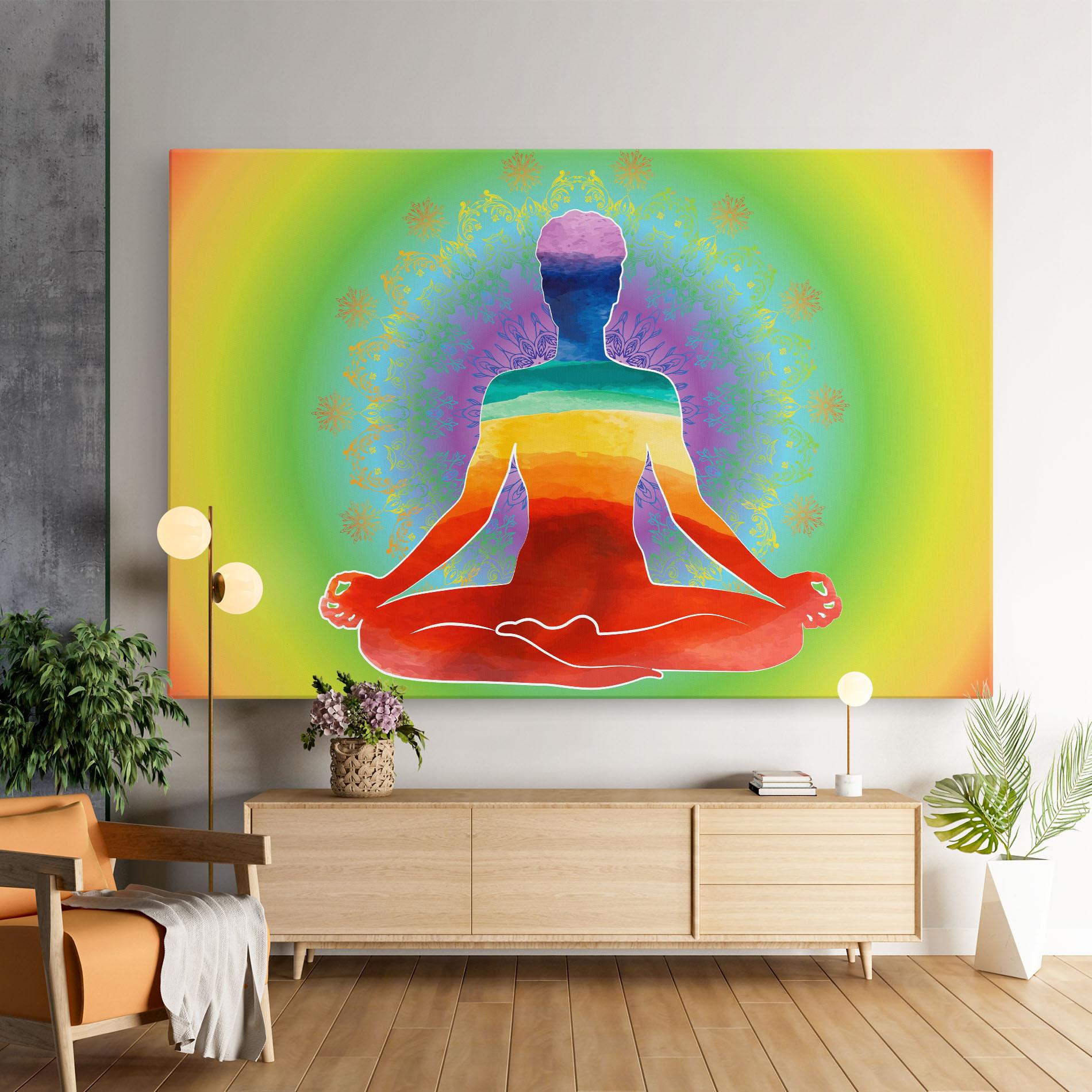 Leinwandbild Rainbow Yoga mockup 9