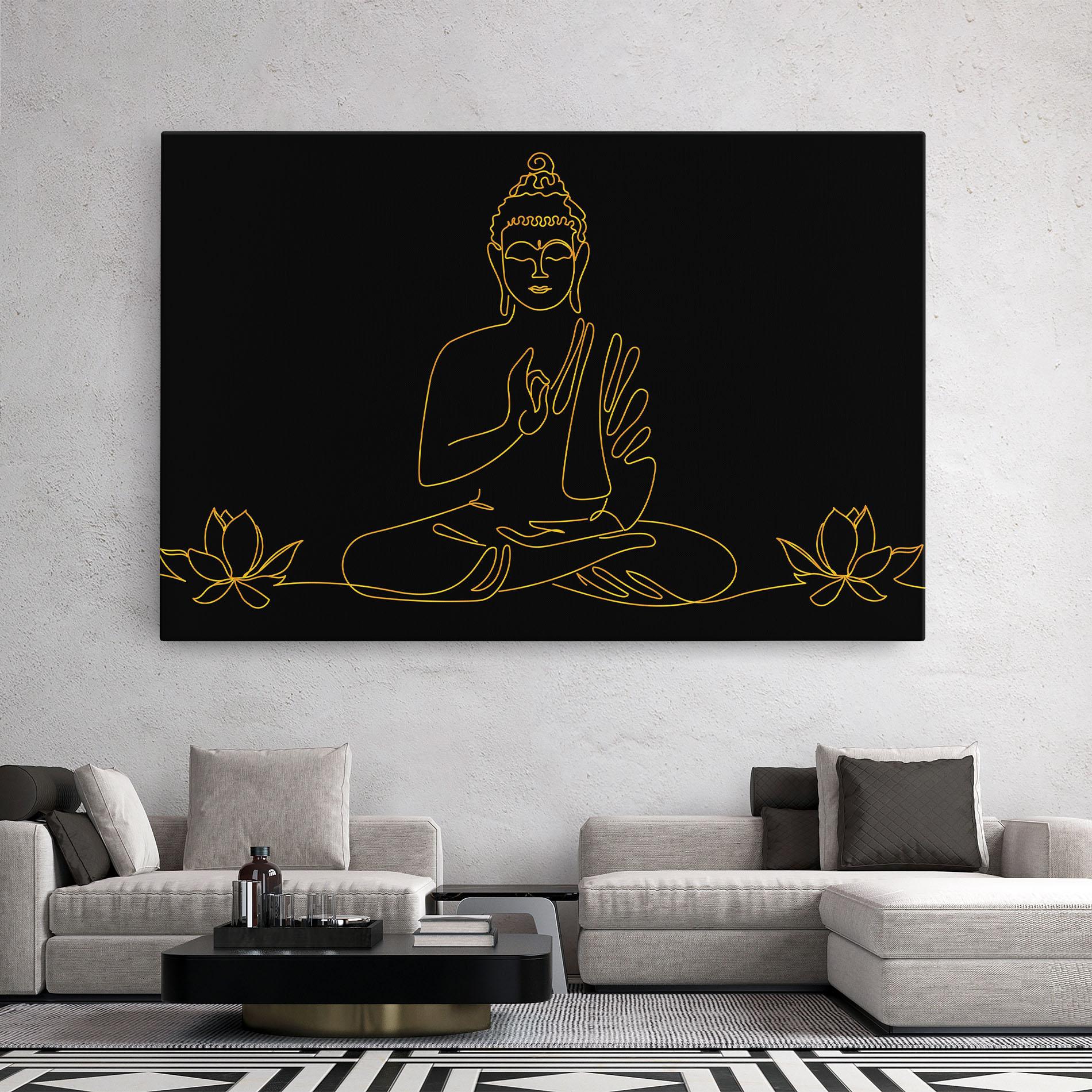 Leinwandbild Buddha Gold Line mockup 2
