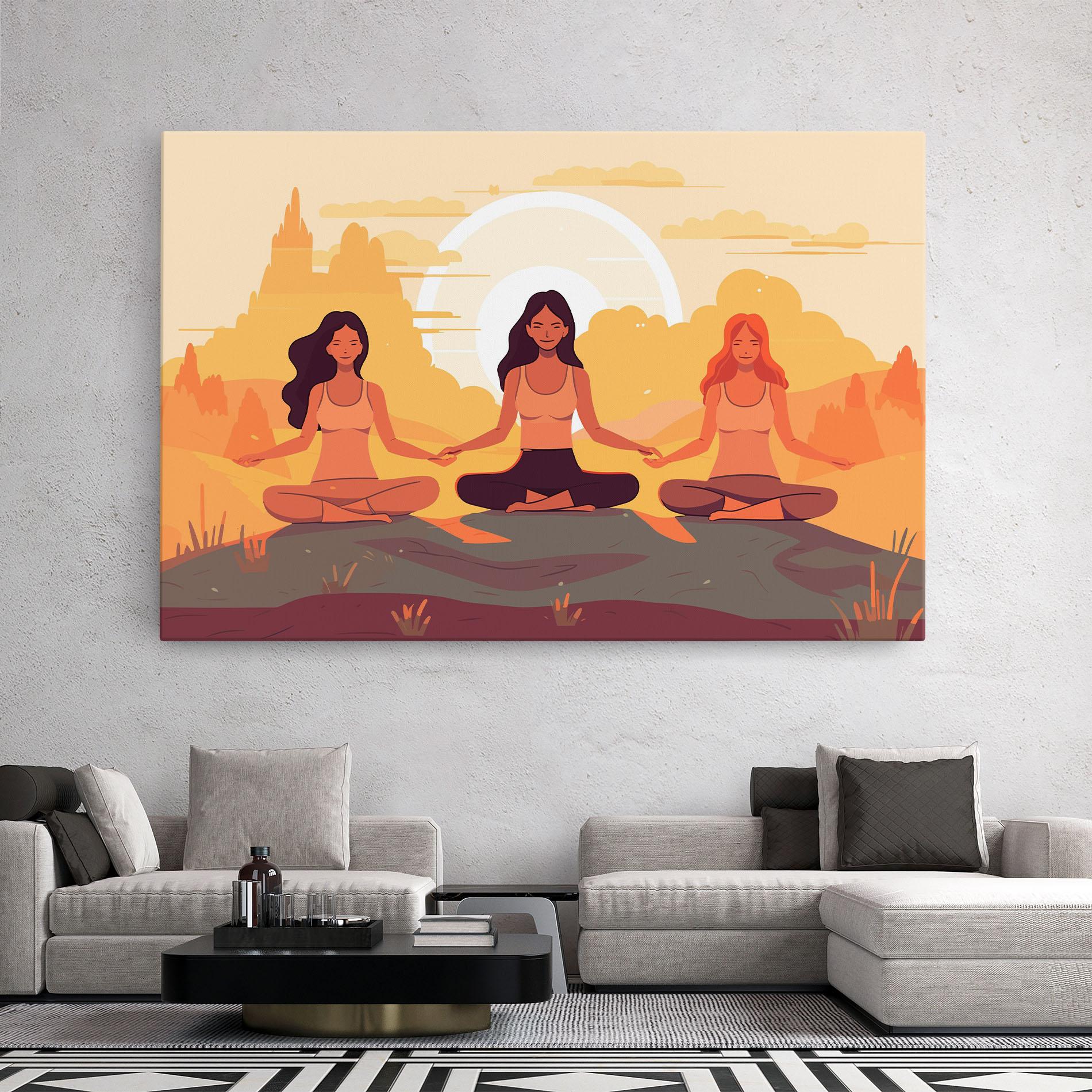 Leinwandbild Three Yoga Girls mockup 2