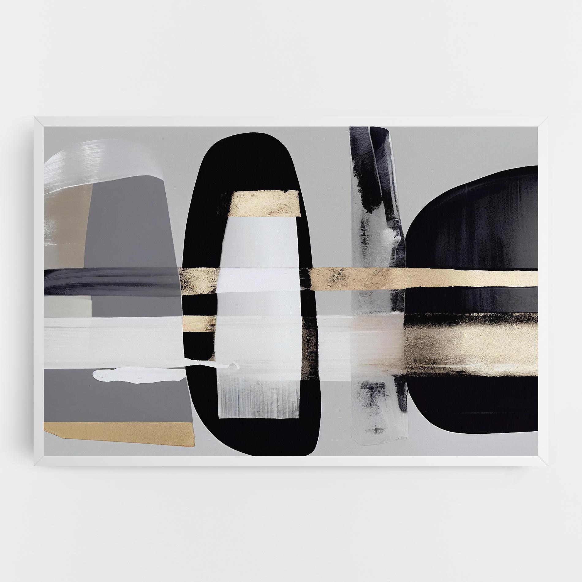 Leinwandbild Abstract Gold Painting With Black mockup 0