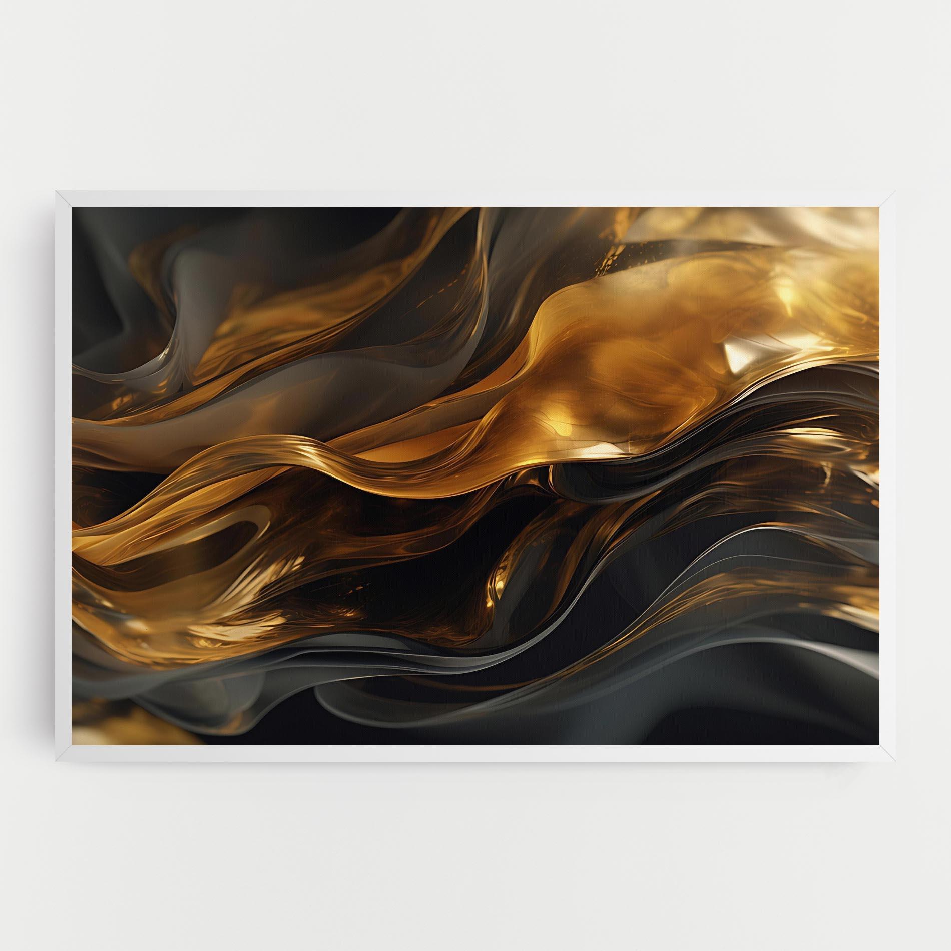Leinwandbild Gold With Black Wave mockup 0