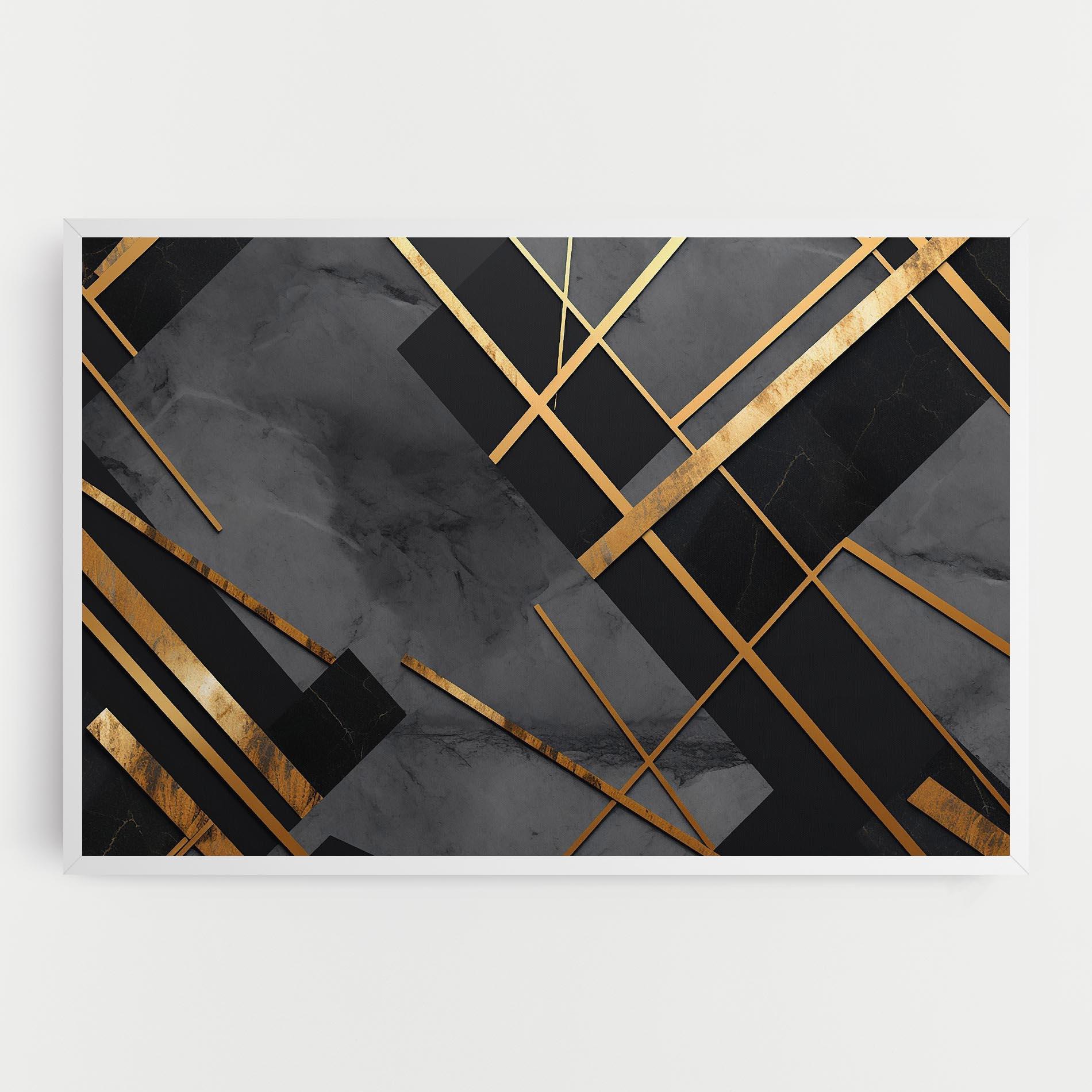 Leinwandbild Grey Painting With Gold Lines mockup 0