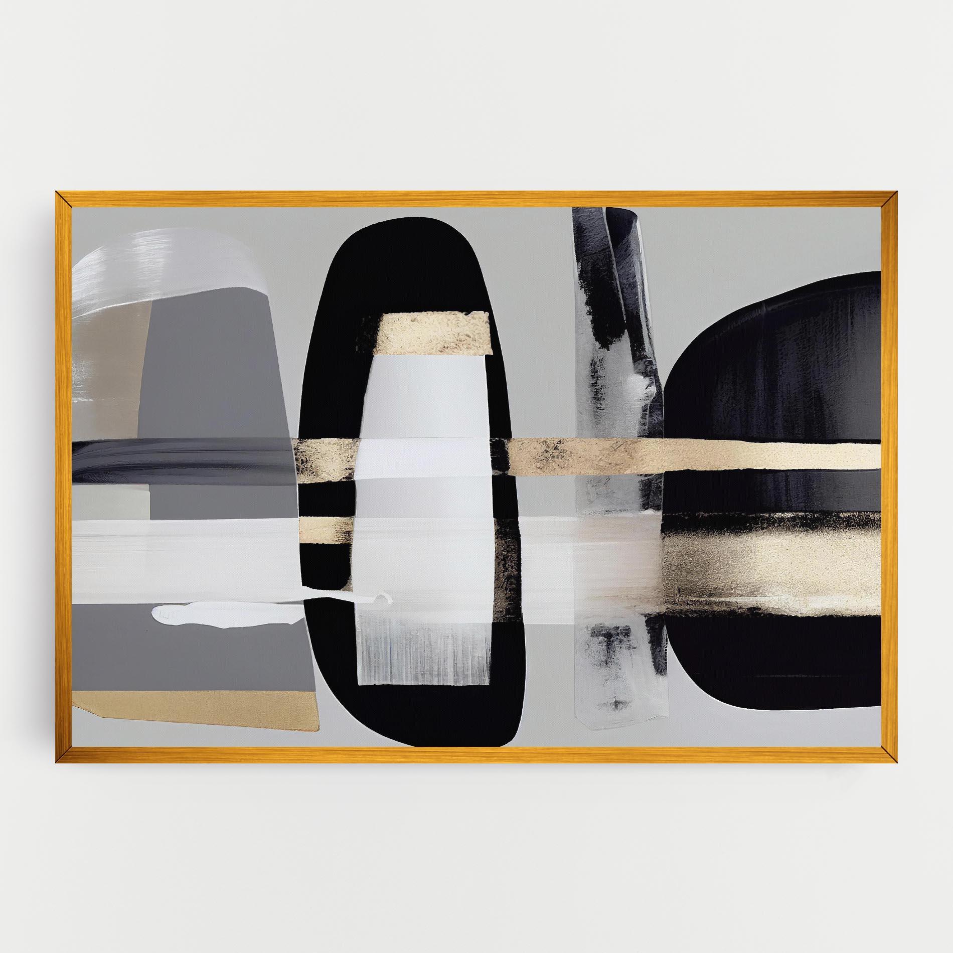 Leinwandbild Abstract Gold Painting With Black mockup 0