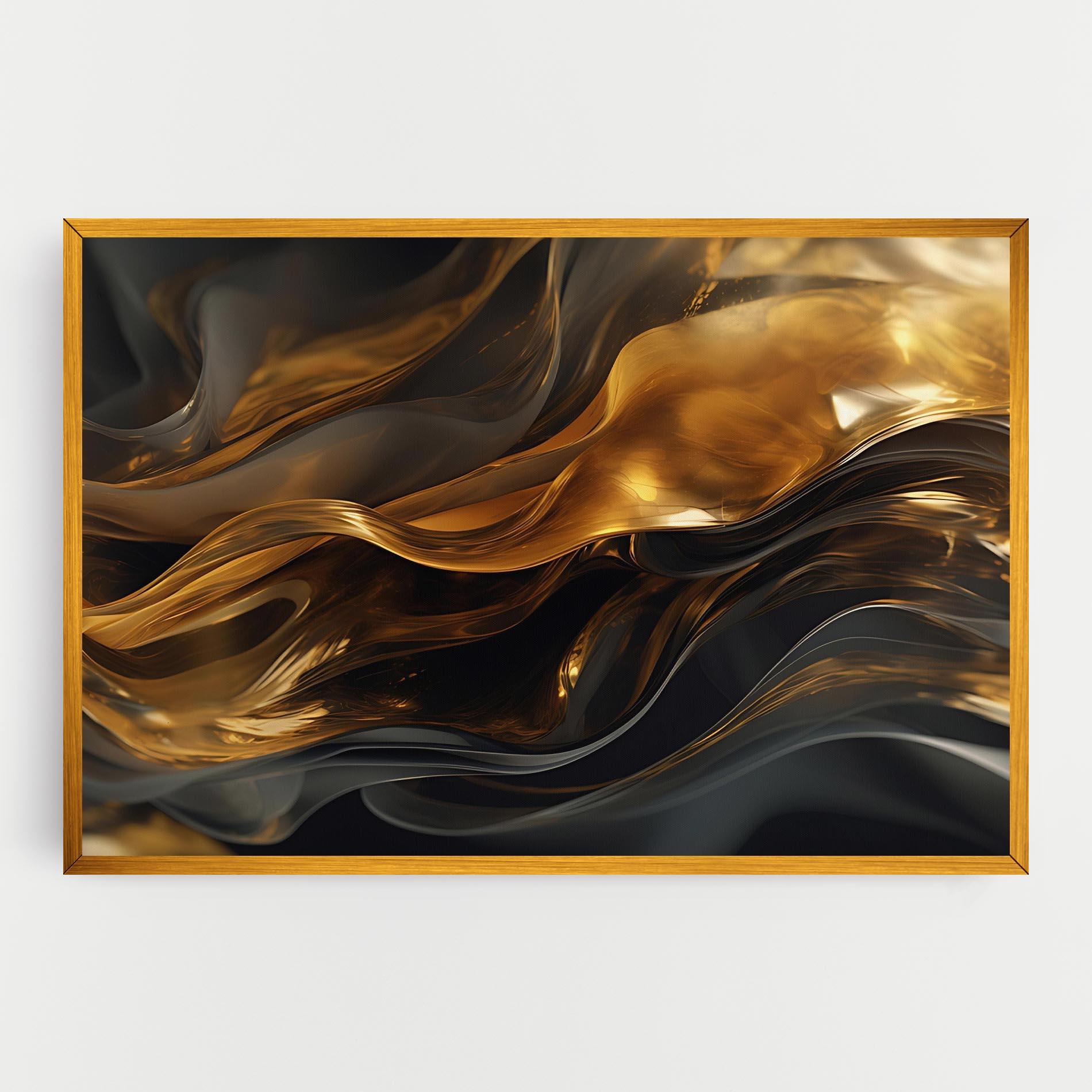 Leinwandbild Gold With Black Wave mockup 0
