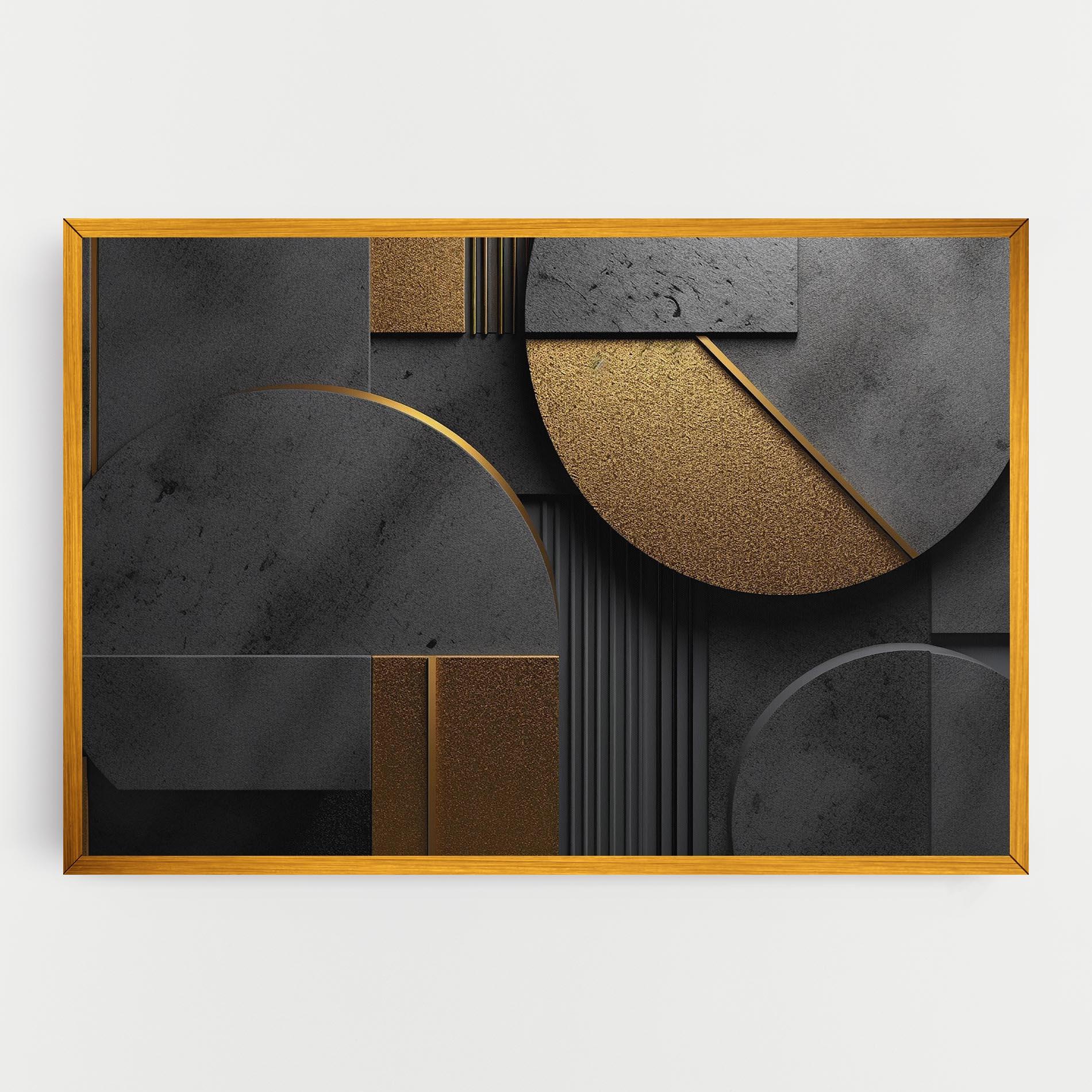 Leinwandbild Gold With Grey Circle mockup 0