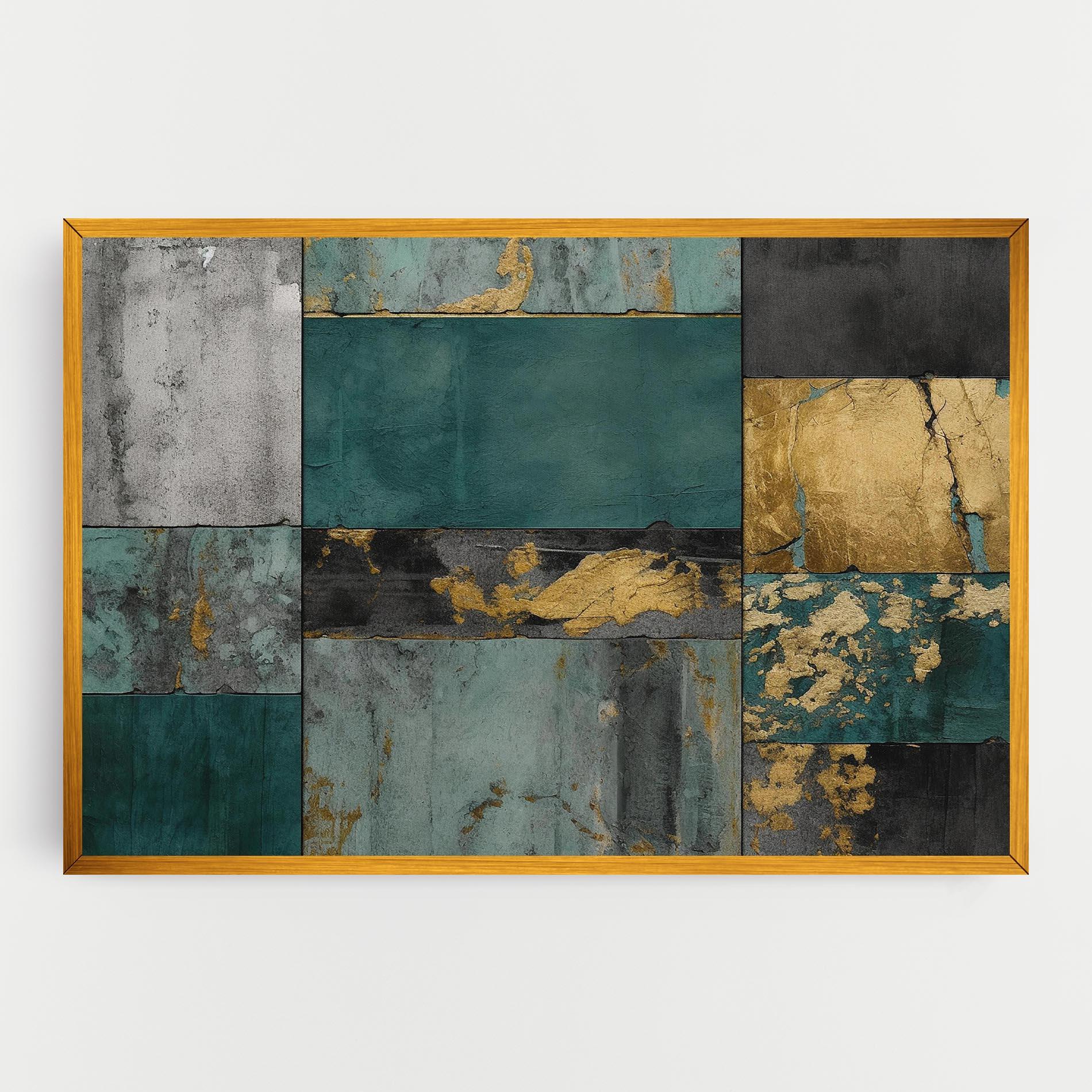 Leinwandbild Golden Green Painting mockup 0