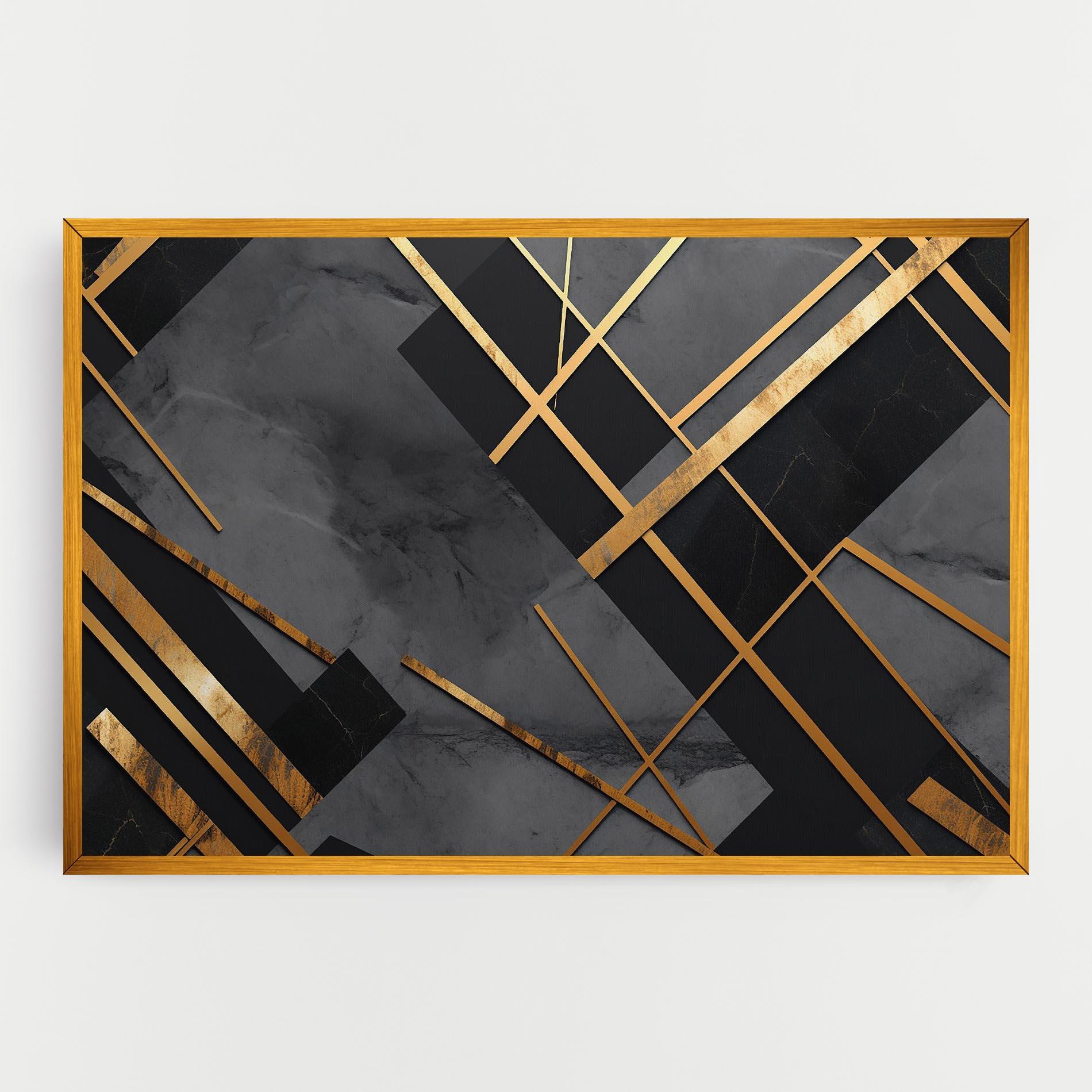 Leinwandbild Grey Painting With Gold Lines mockup 0
