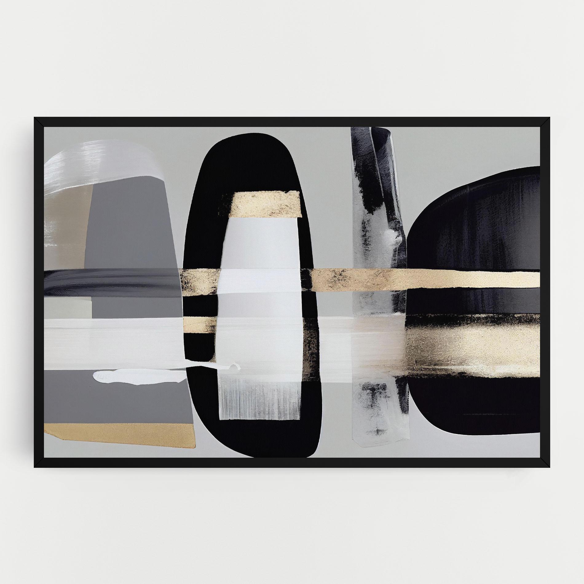 Leinwandbild Abstract Gold Painting With Black mockup 0