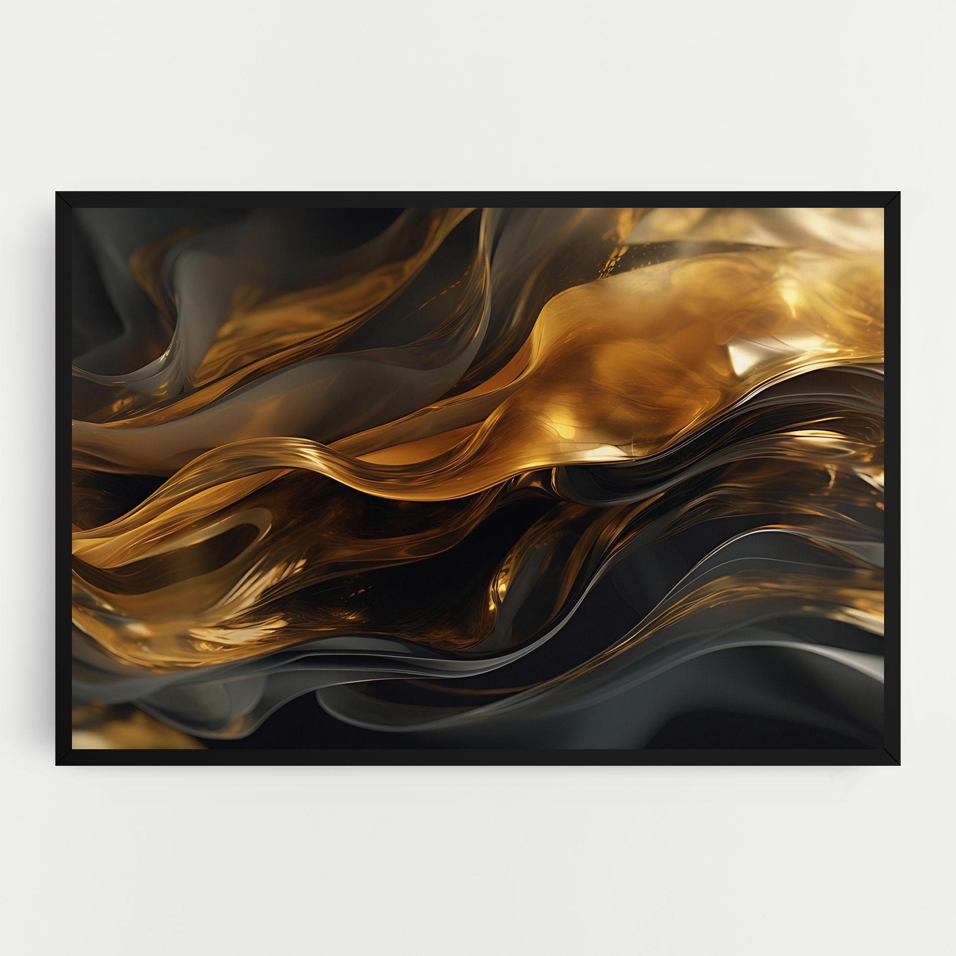 Leinwandbild Gold With Black Wave mockup 0