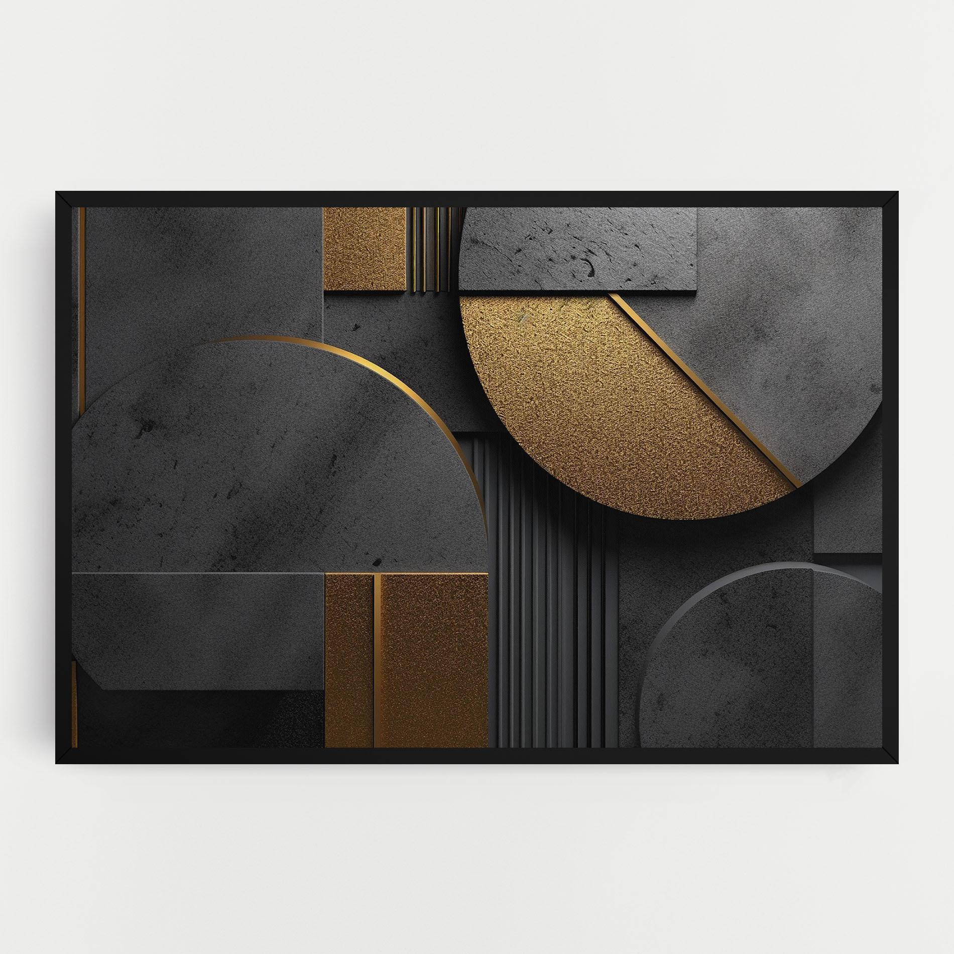Leinwandbild Gold With Grey Circle mockup 0